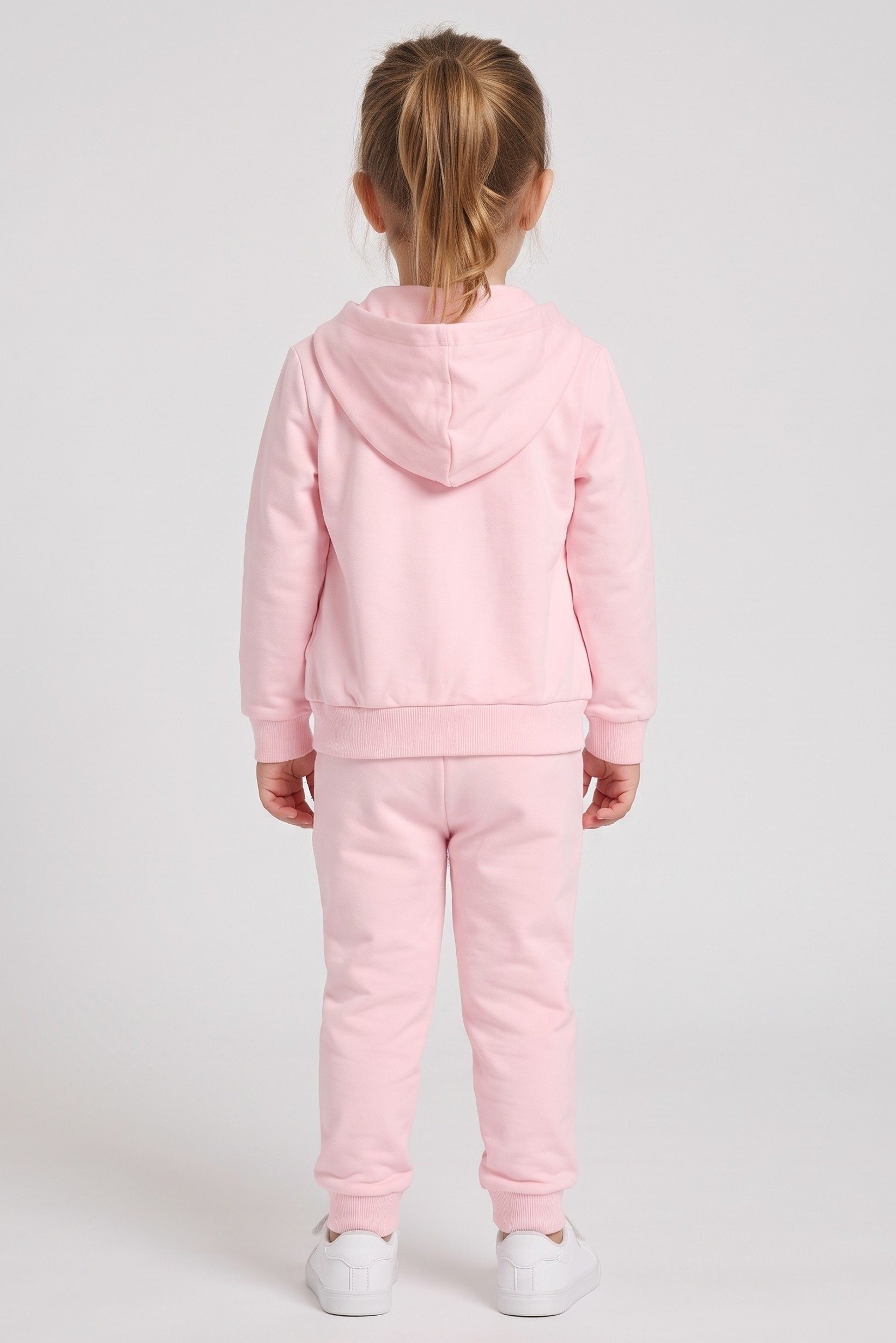 Toddlers Girl 3 Pieces Plain Full Zip Hoodie And Sweatpants With T-Shirt Set, Multicolor
