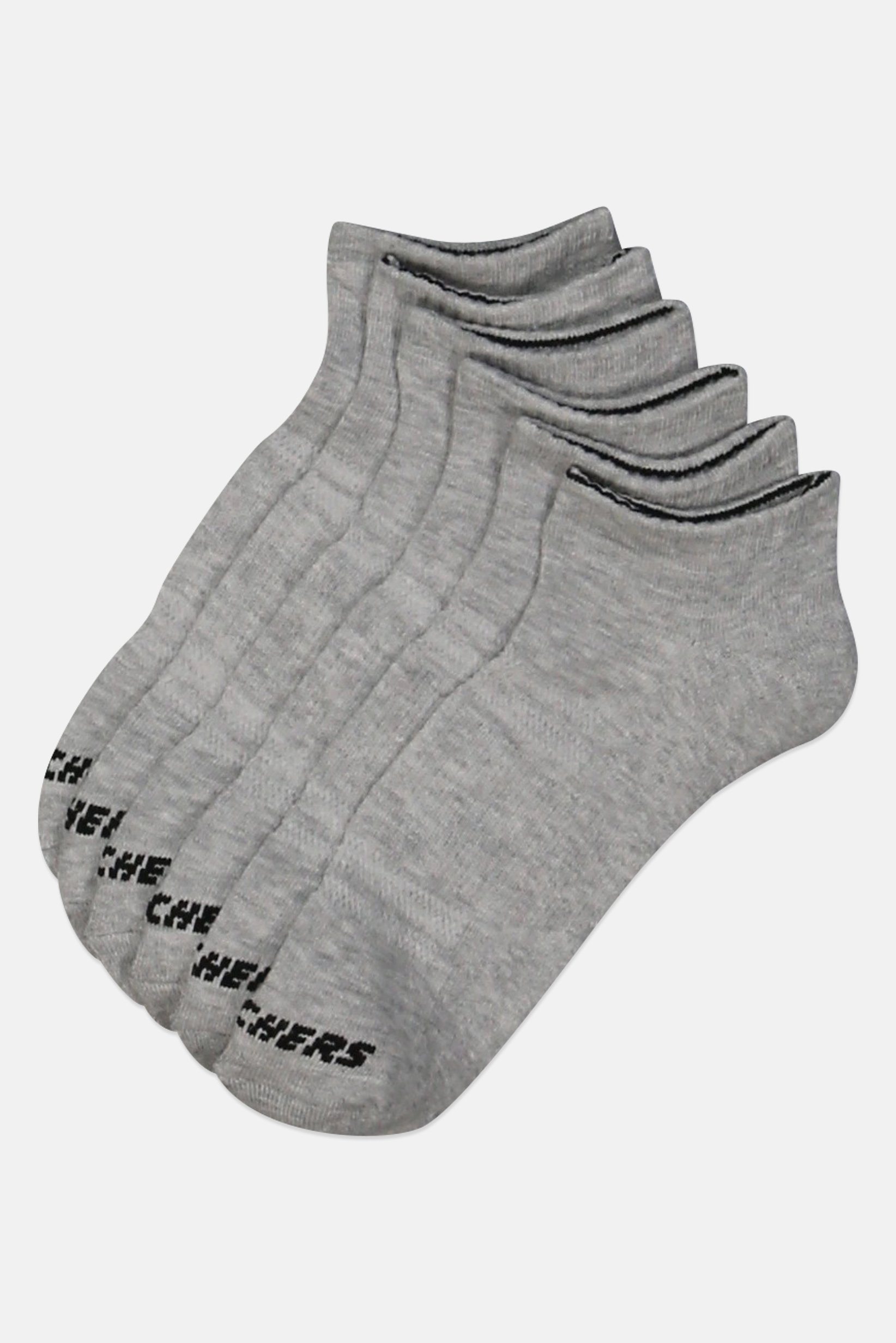 Men 6 Pairs Brand Logo No Show Socks, Light Grey