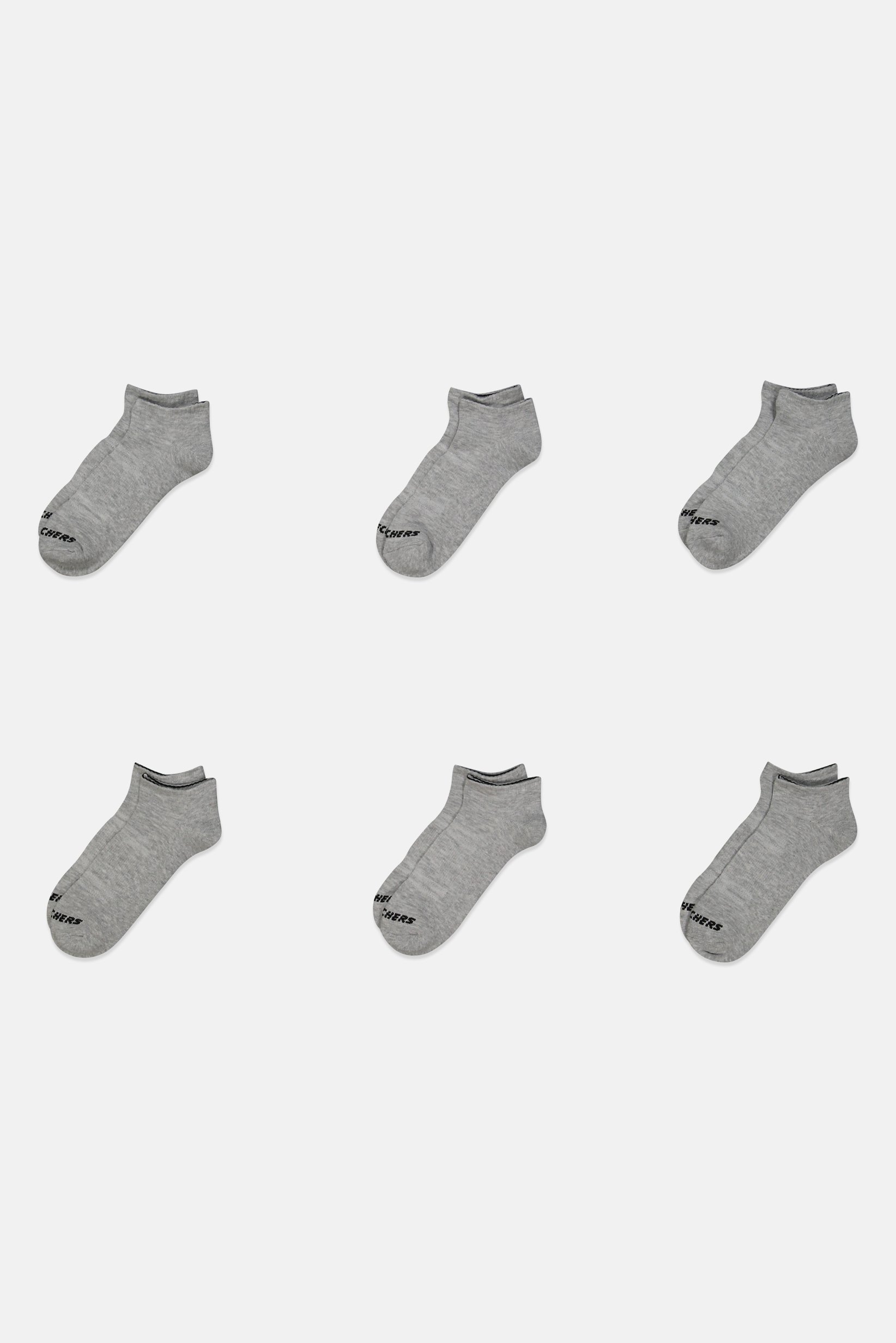 Men 6 Pairs Brand Logo No Show Socks, Light Grey