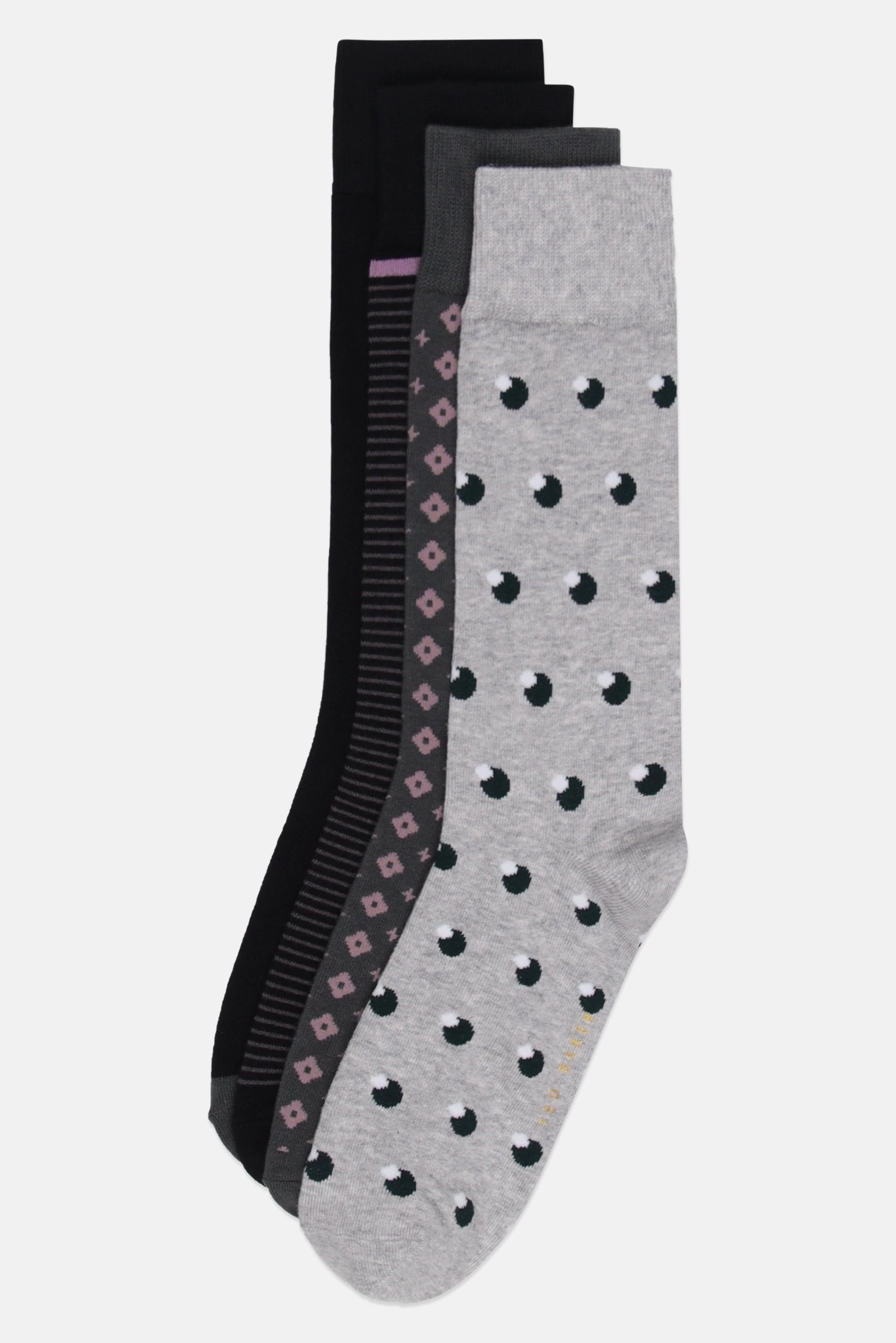 Men 4 Pairs Allover Print Crew Socks, Multicolor