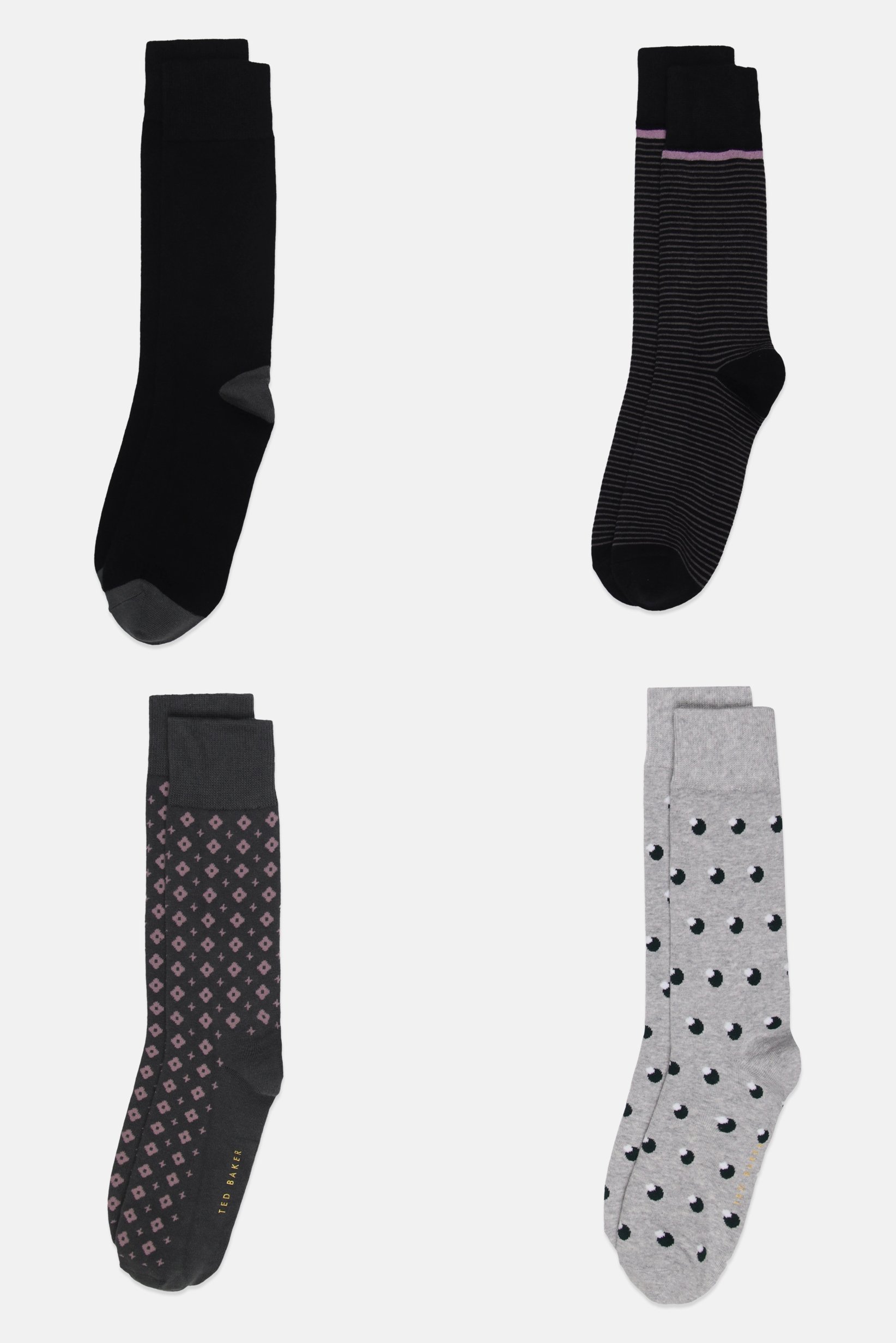 Men 4 Pairs Allover Print Crew Socks, Multicolor