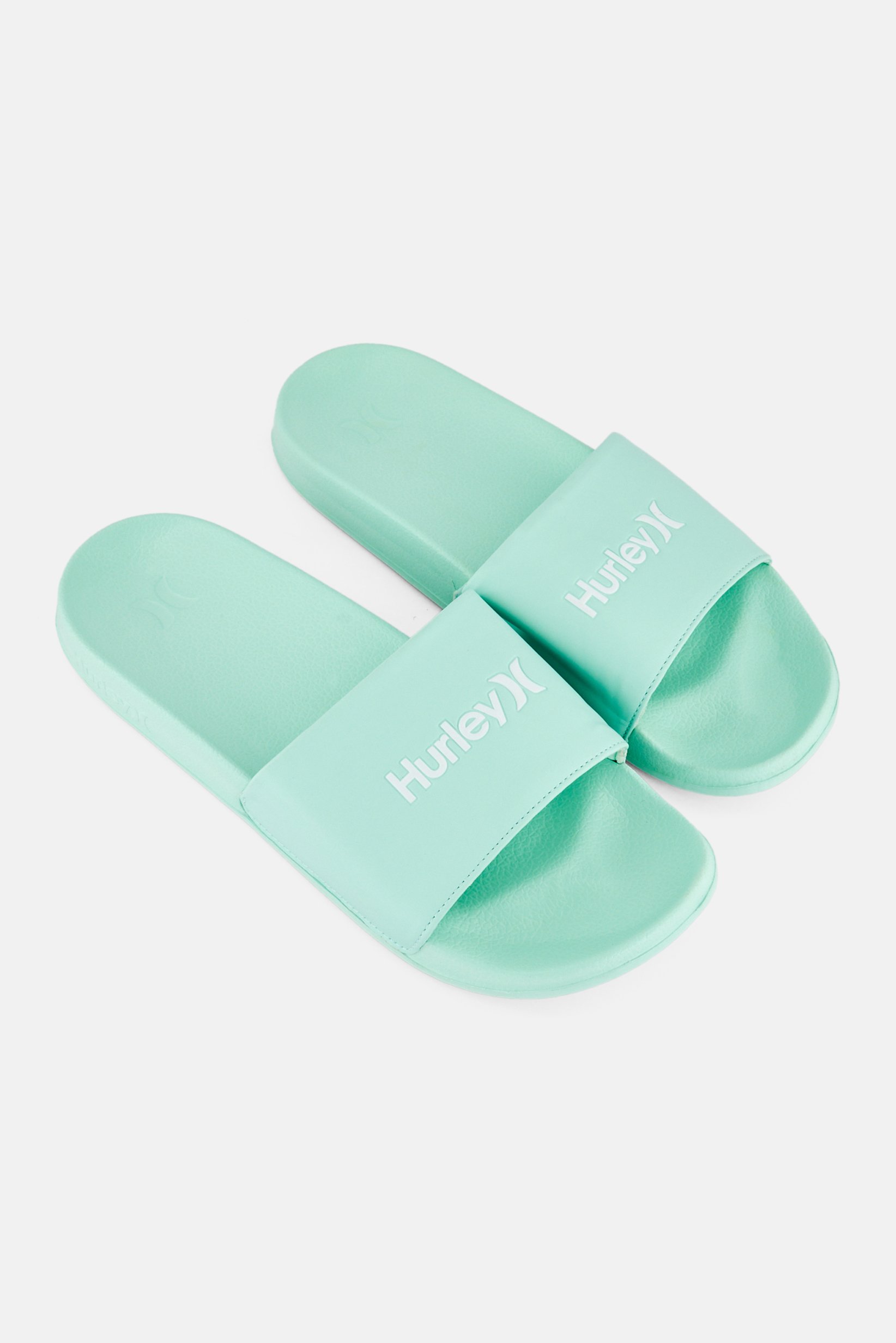 Men Brand Logo Slip On Slides, Mint Green