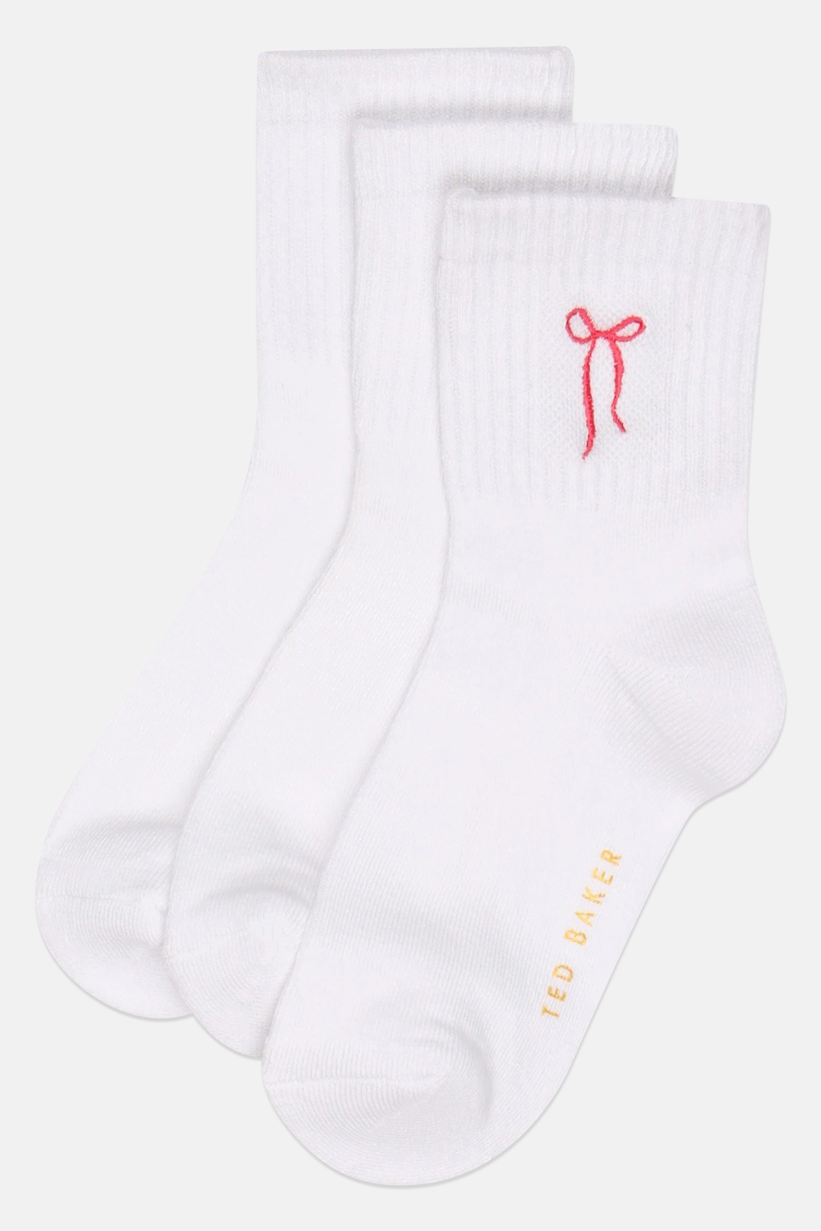 Women 3 Pair Embroidered Logo Quarter Socks, White