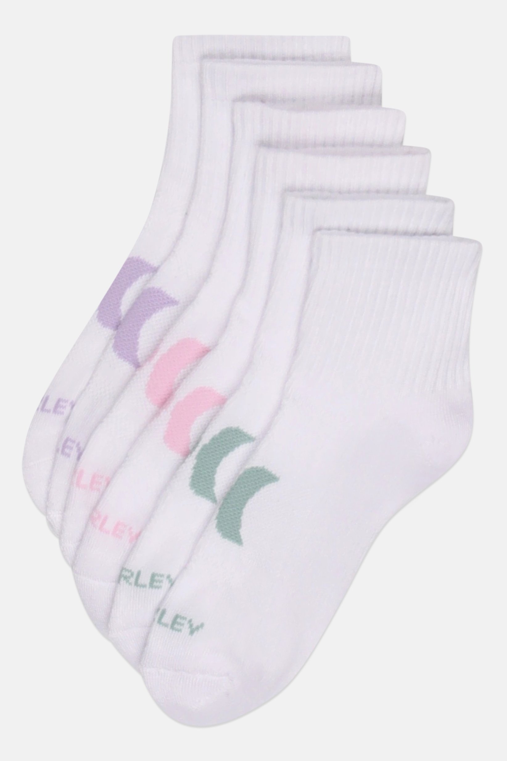 Women 6 Pairs Brand Logo Crew Socks, White