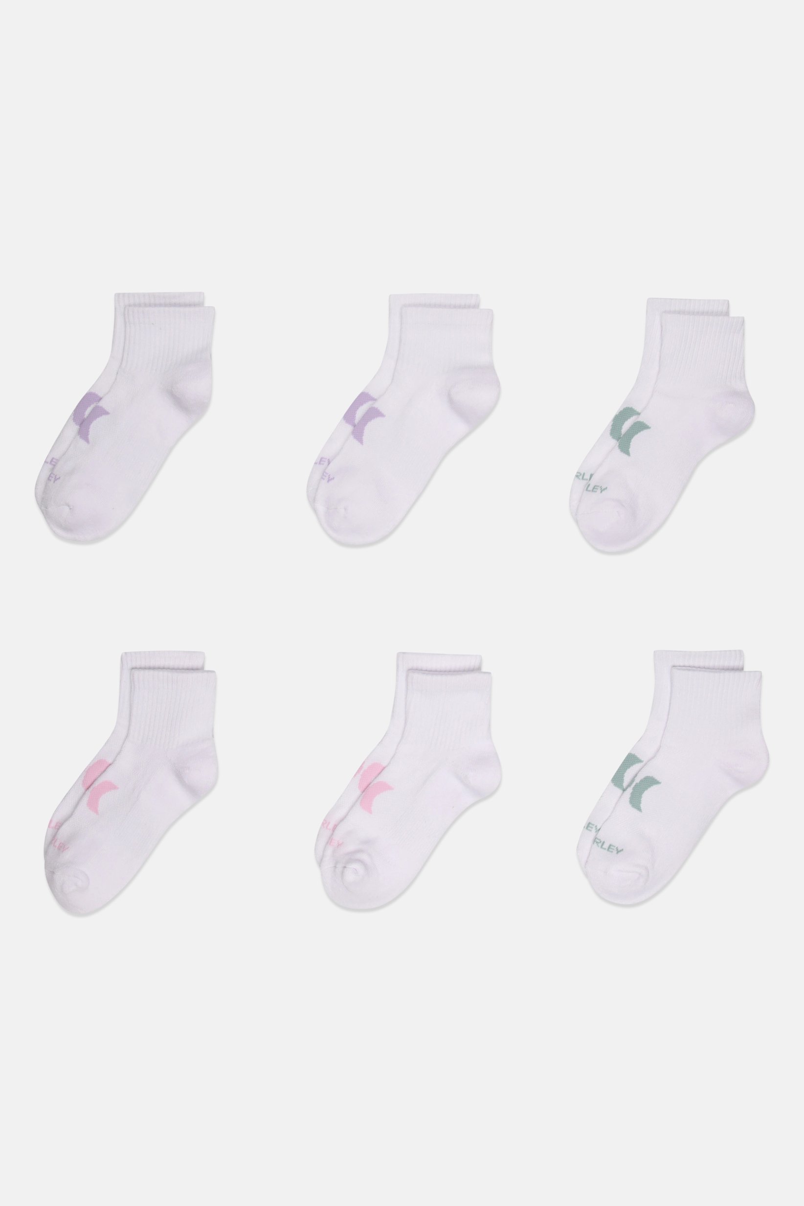 Women 6 Pairs Brand Logo Crew Socks, White