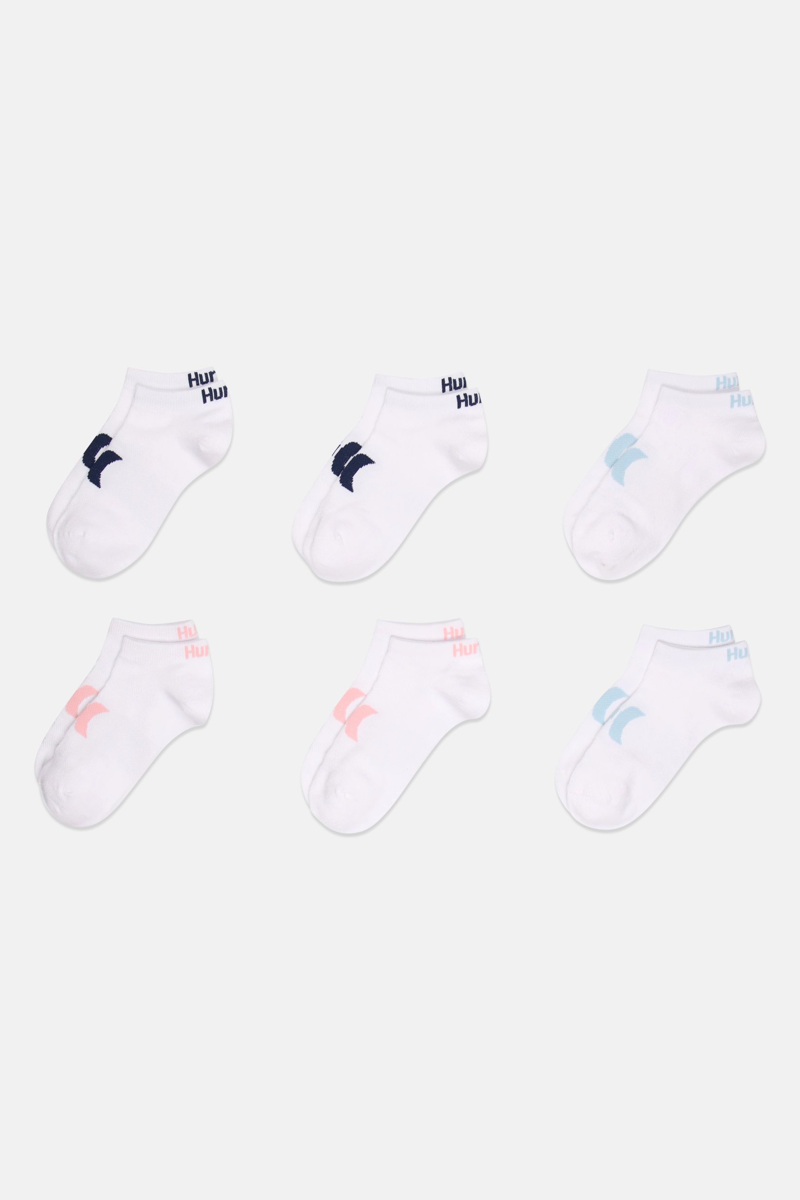 Women 6 Pairs Brand Logo Low Cut Ankle Socks, White