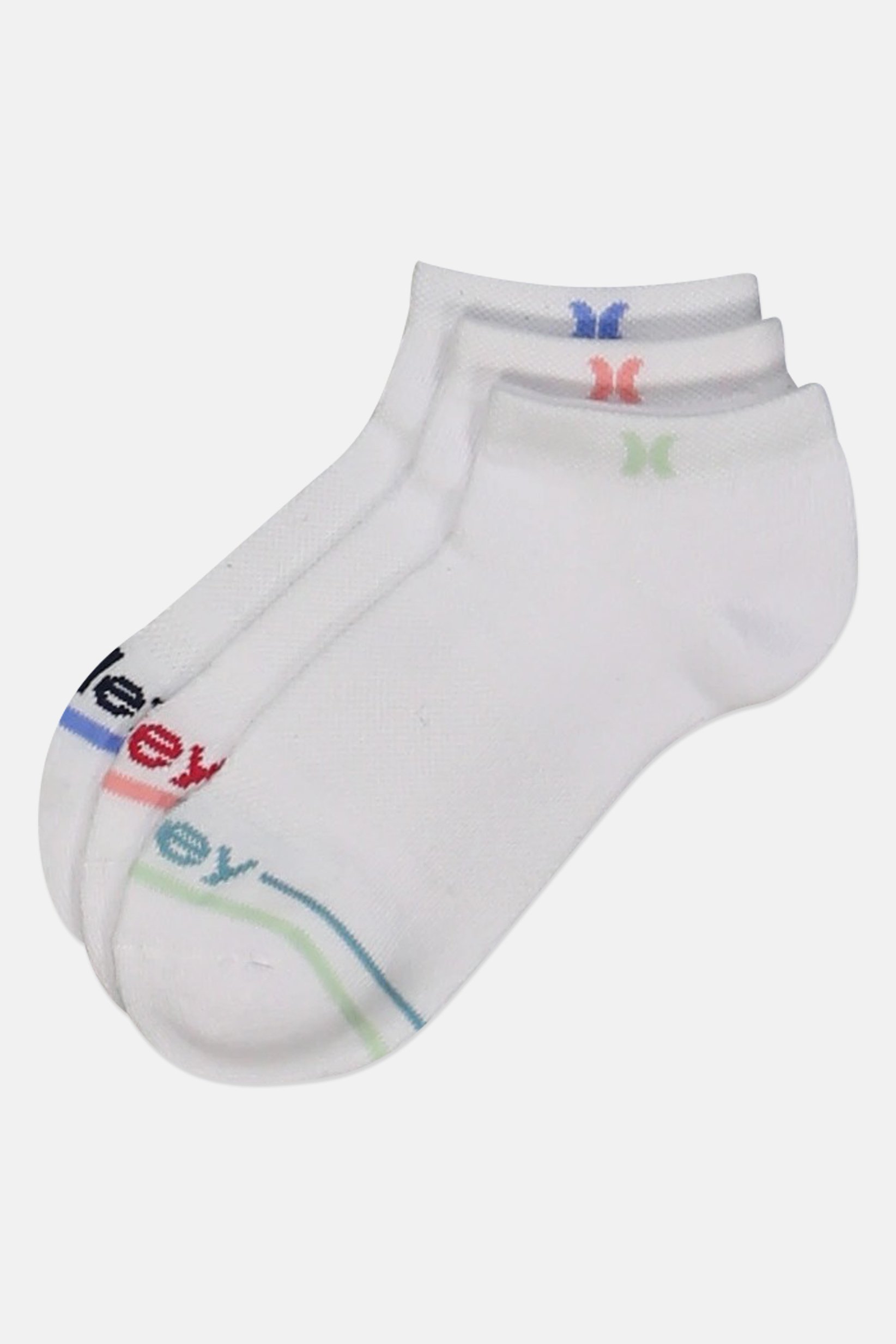 Women 3 Pairs Brand Logo Low Cut Ankle Socks, White