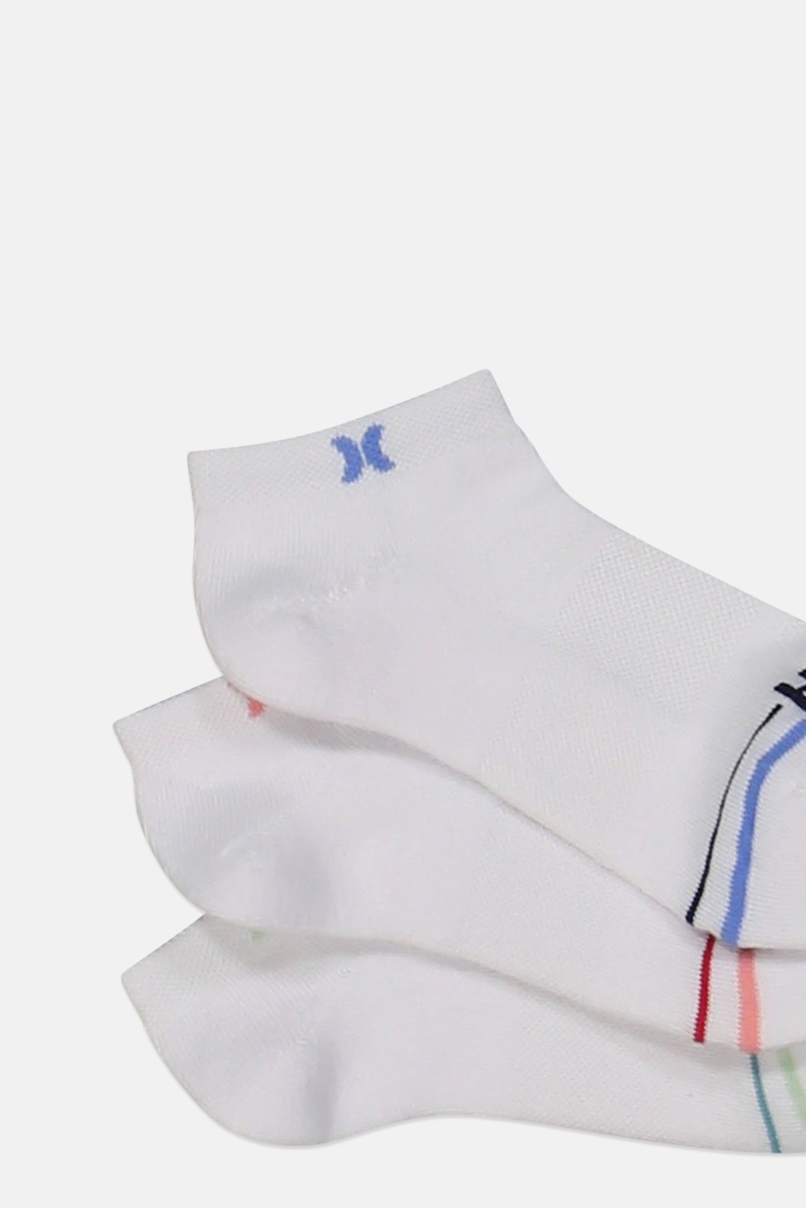 Women 3 Pairs Brand Logo Low Cut Ankle Socks, White