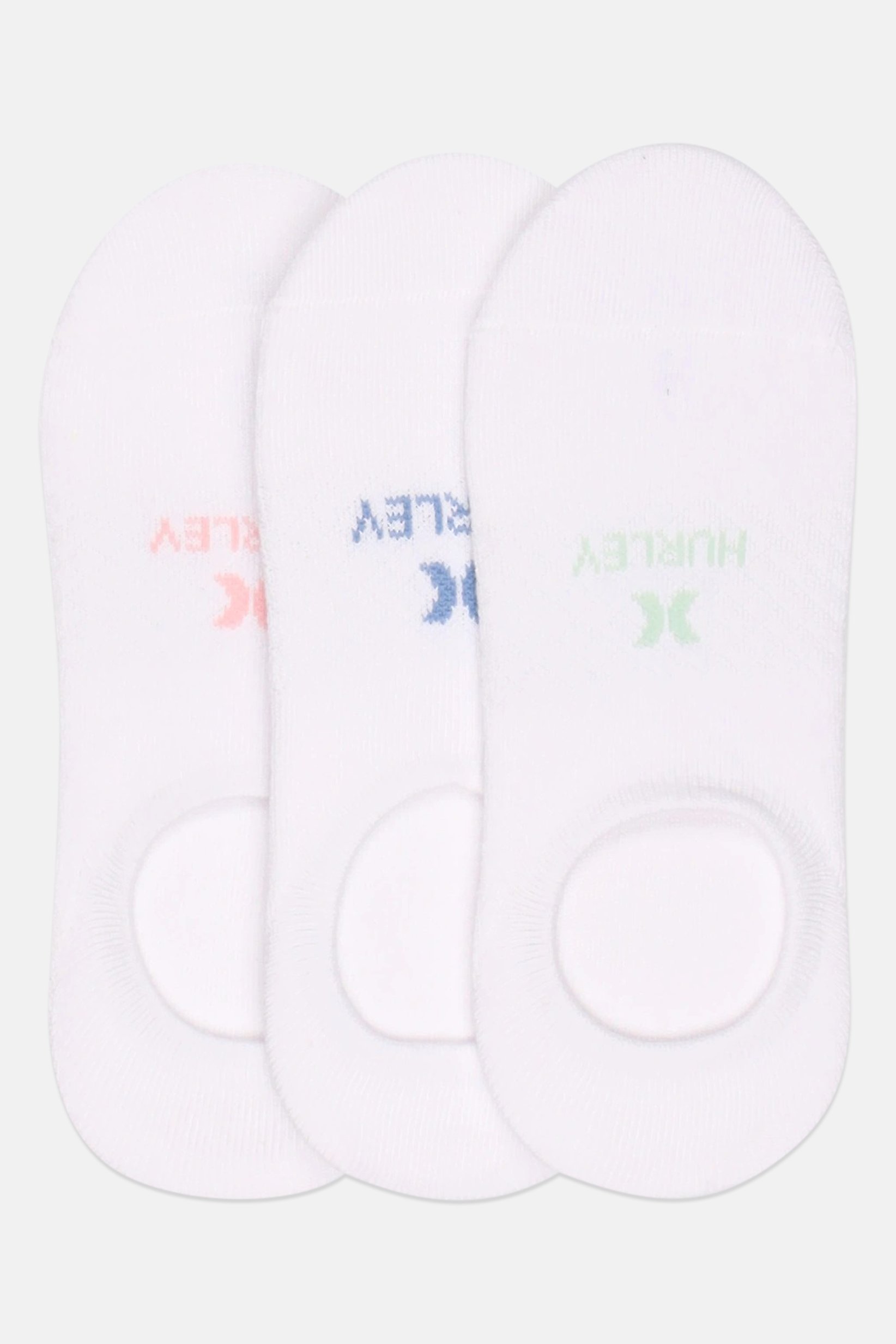 Women 3 Pairs Brand Logo Invisible Socks, White