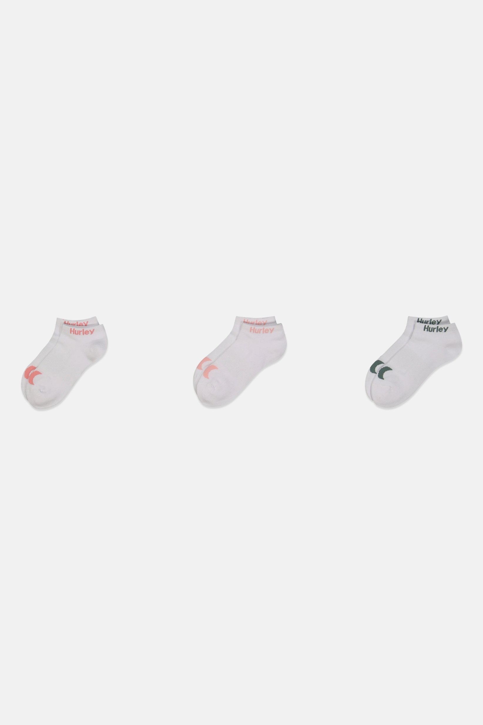 Women 3 Pairs Brand Logo Low Cut Ankle Socks, White