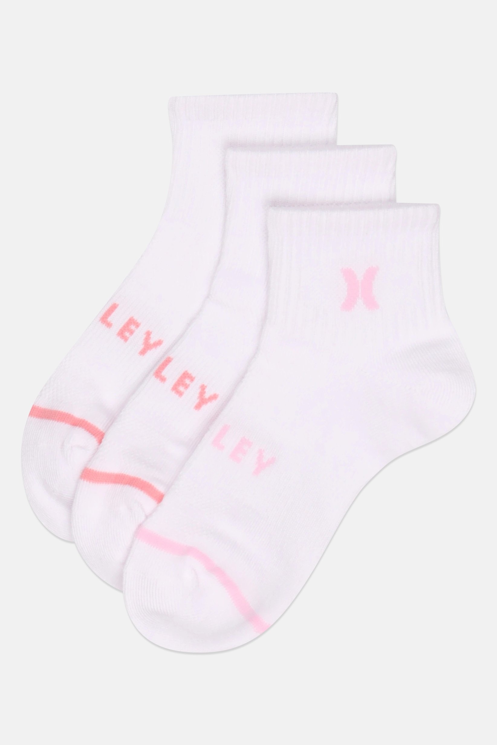 Women 3 Pairs Brand Quarter Crew Socks, White