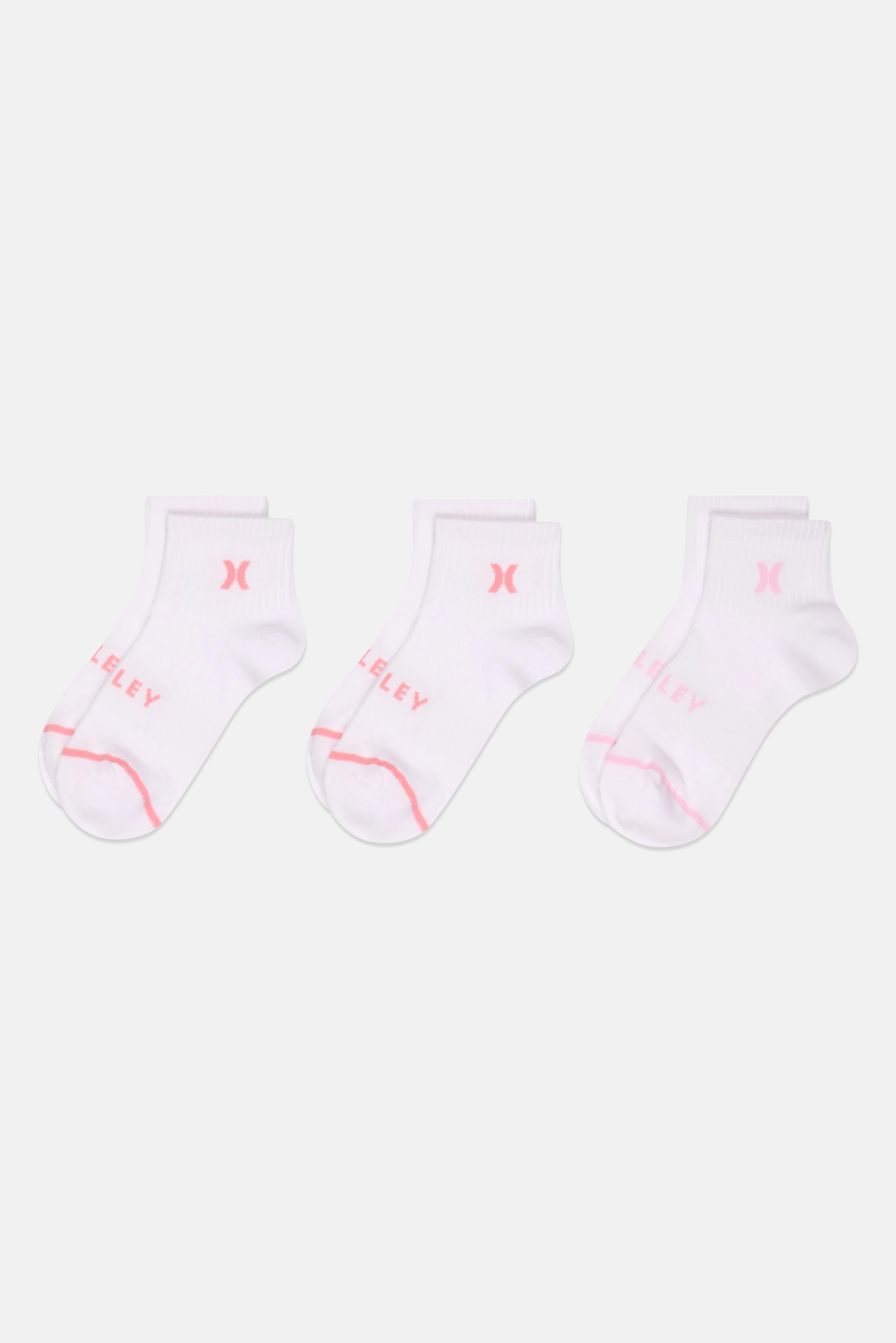 Women 3 Pairs Brand Quarter Crew Socks, White