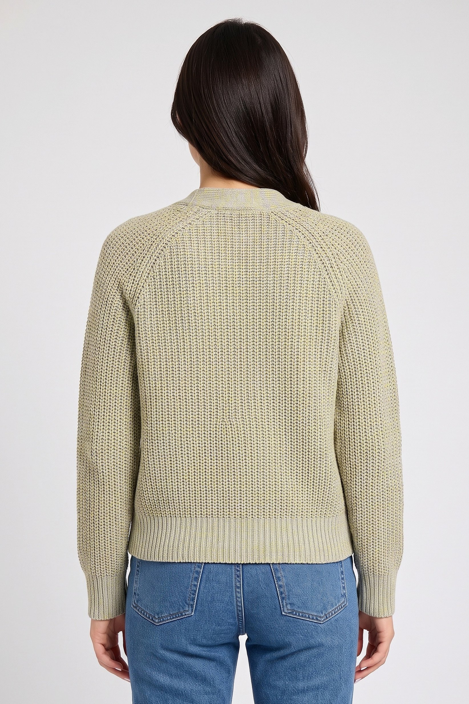 Women V Neck Knitted Cardigan, Multicolor