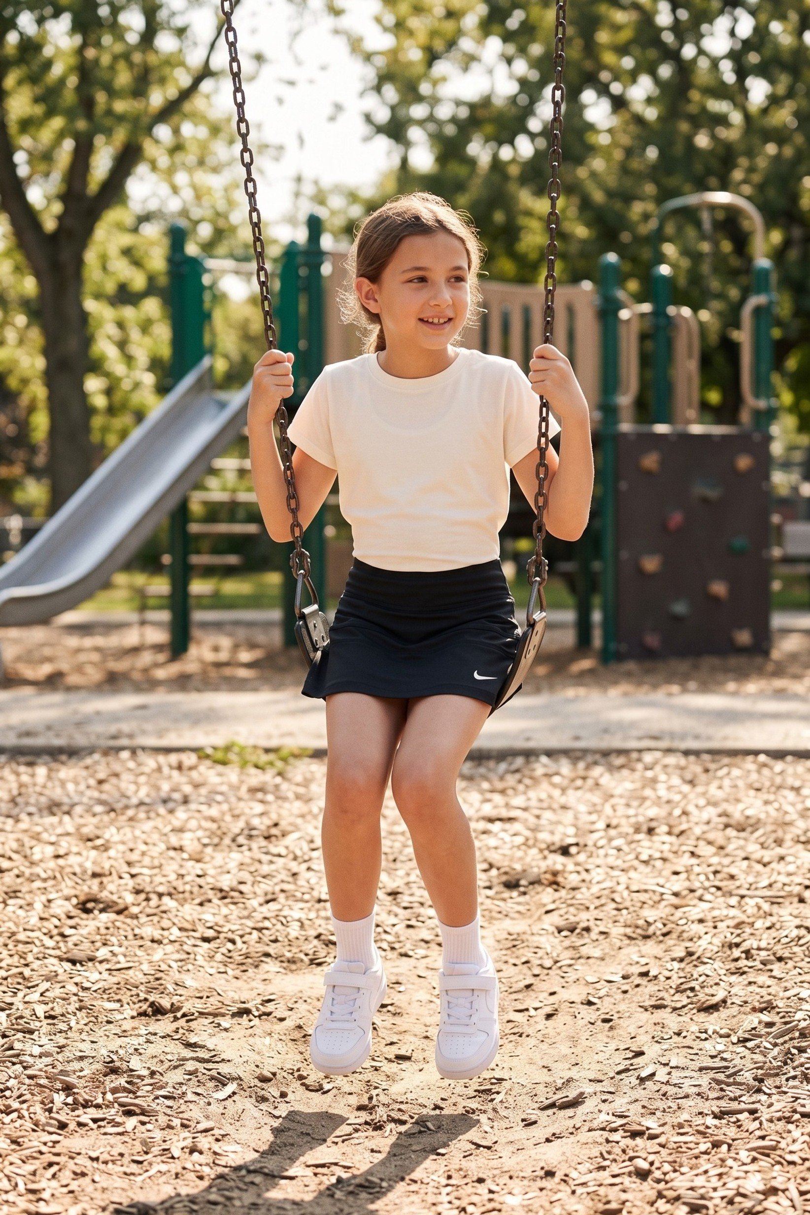 Kids Girl Sportswear Fit Tennis Skirt, Black