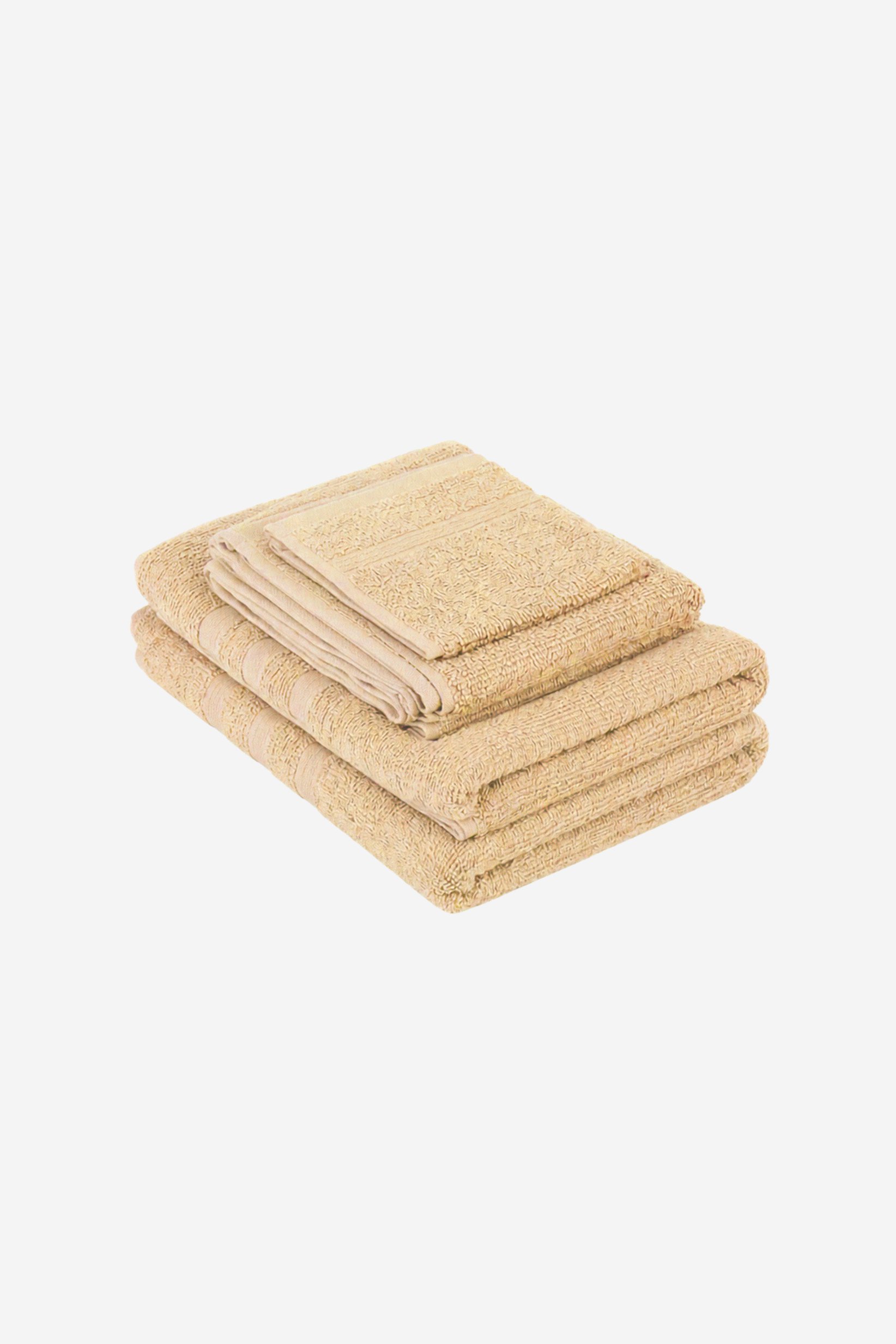 6 Pcs Textured Premium Bath Towel Set, Dark Beige