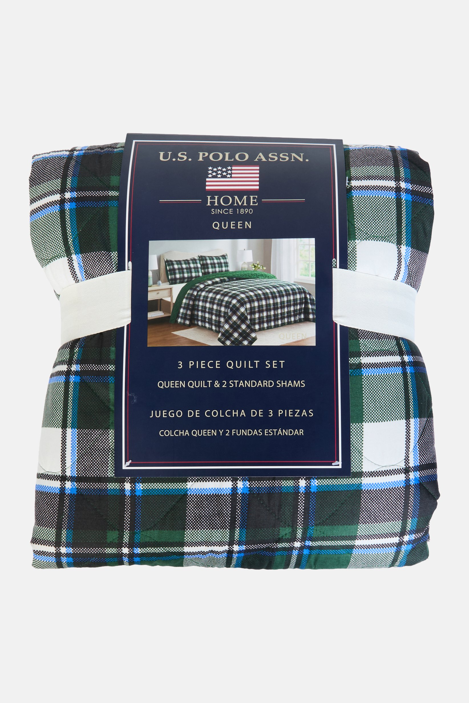 Queen 3 Pieces Plaid Quilt Set, Multicolor