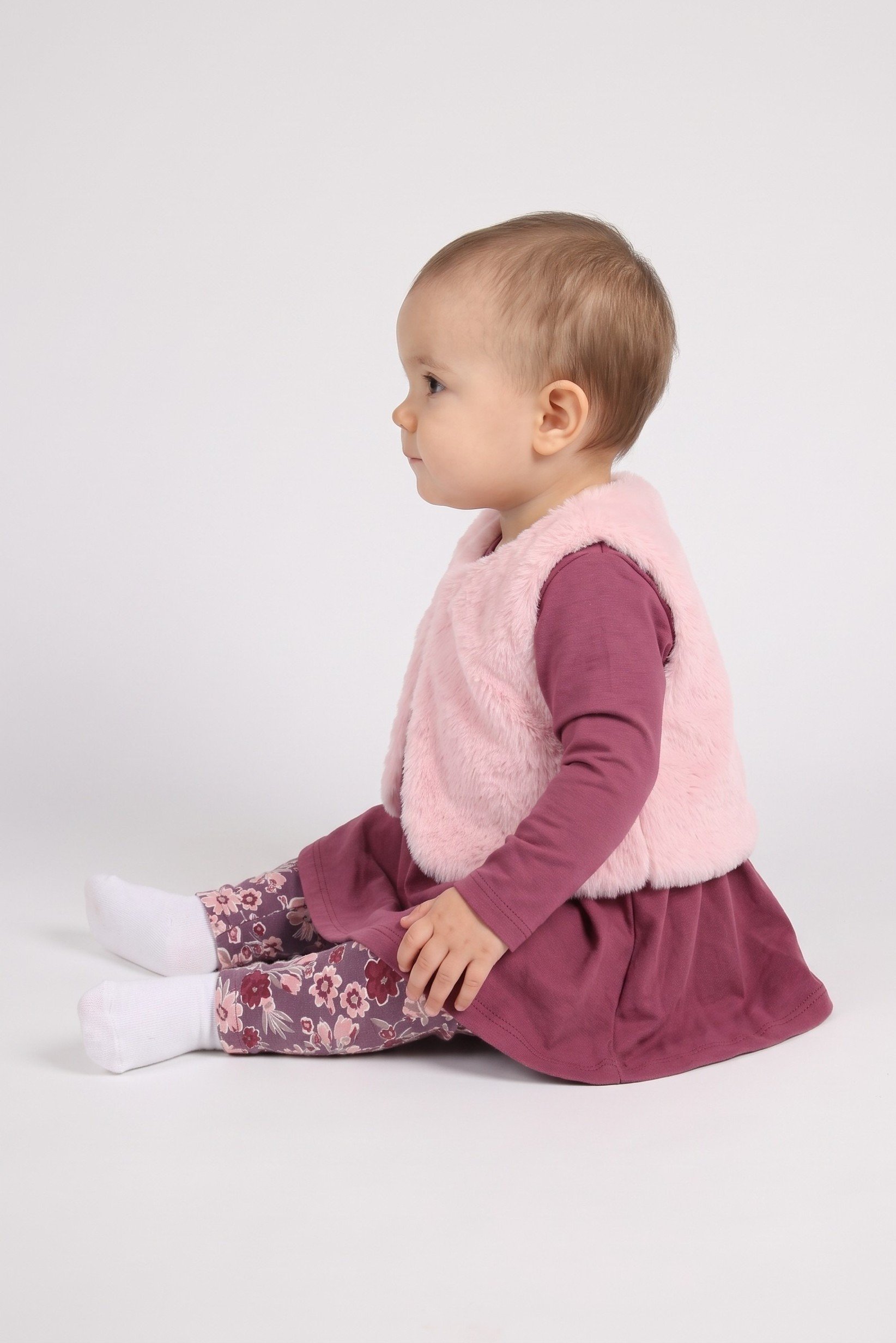 Toddlers Girl 3 Pieces Floral Print Top And Bottom With Vest, Multicolor