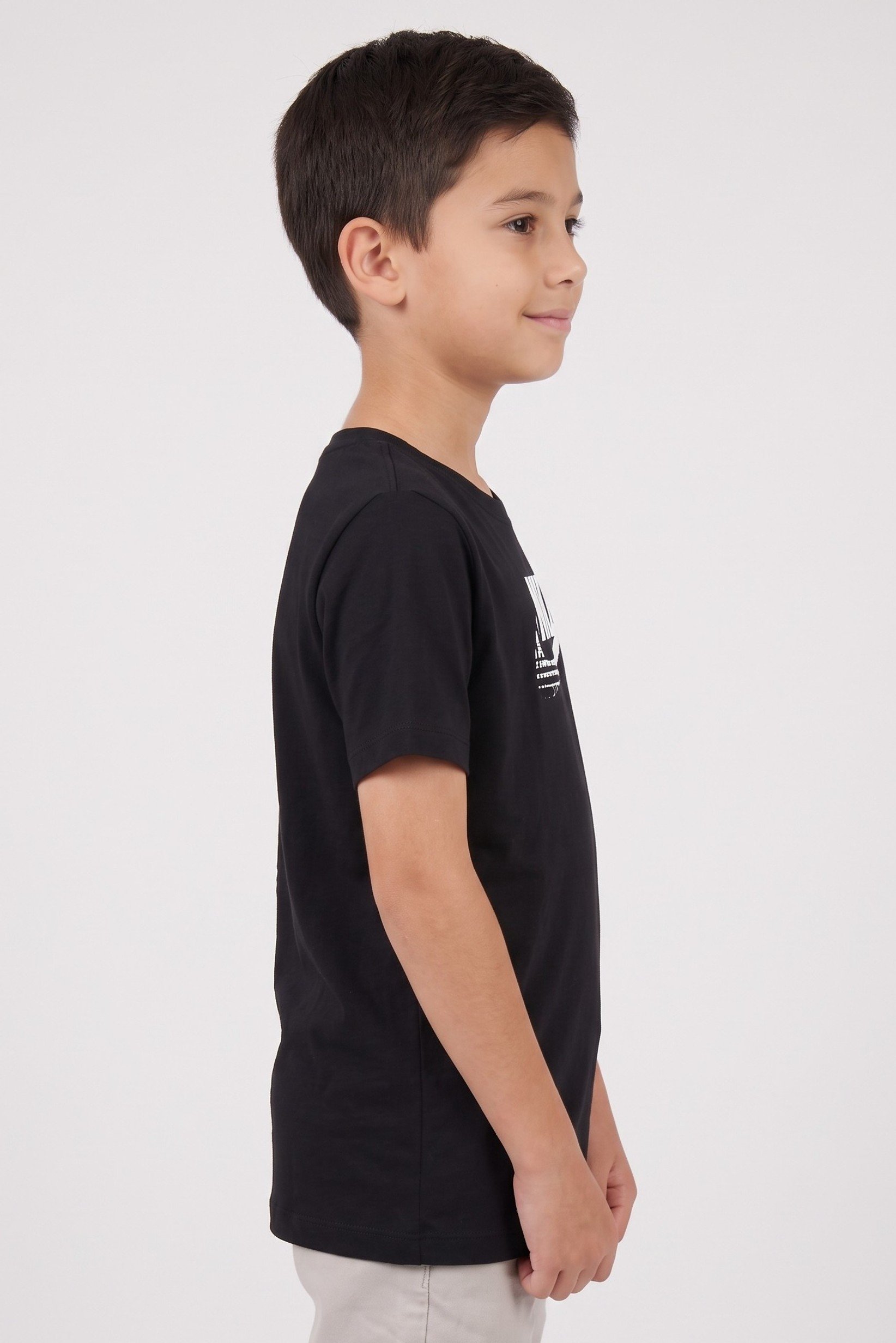 Kids Boy Sportswear Fit Short Sleeve Outdoor Top, Black
