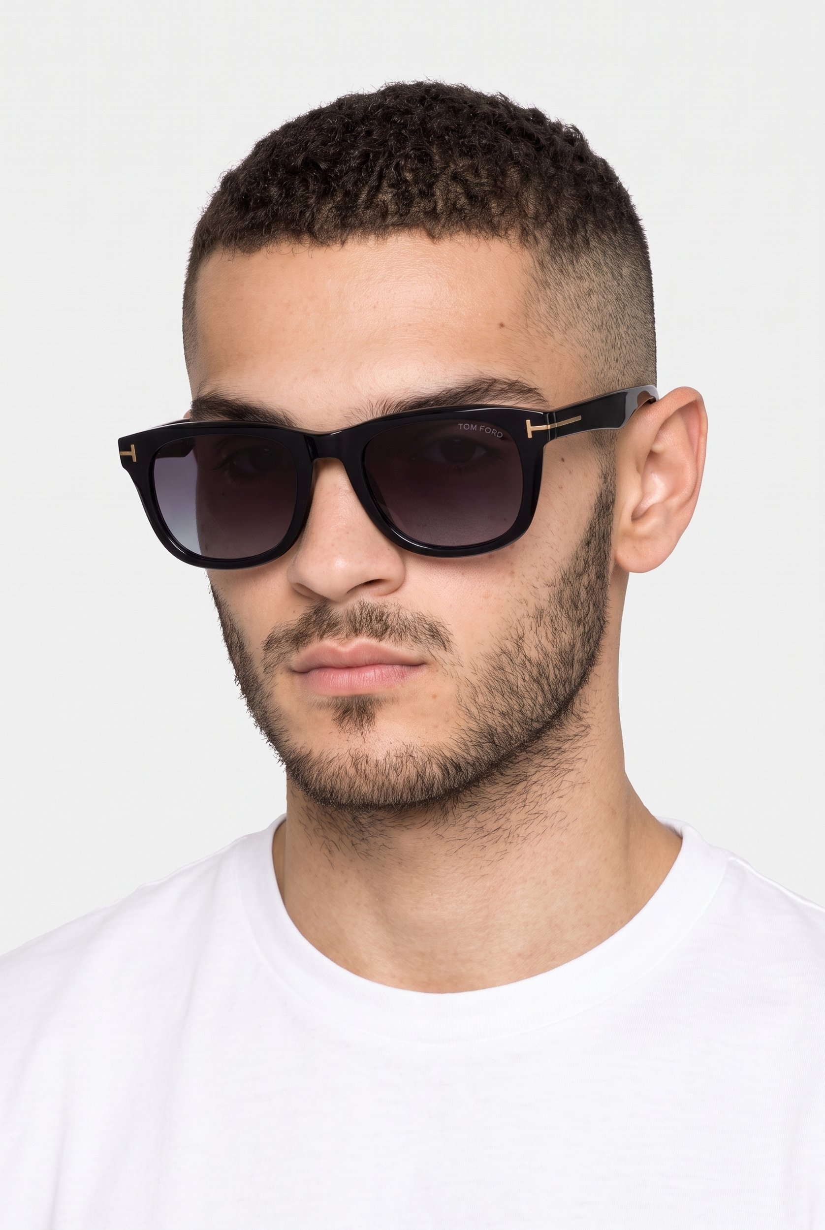 Men FT1076/S Square Sunglasses, Black