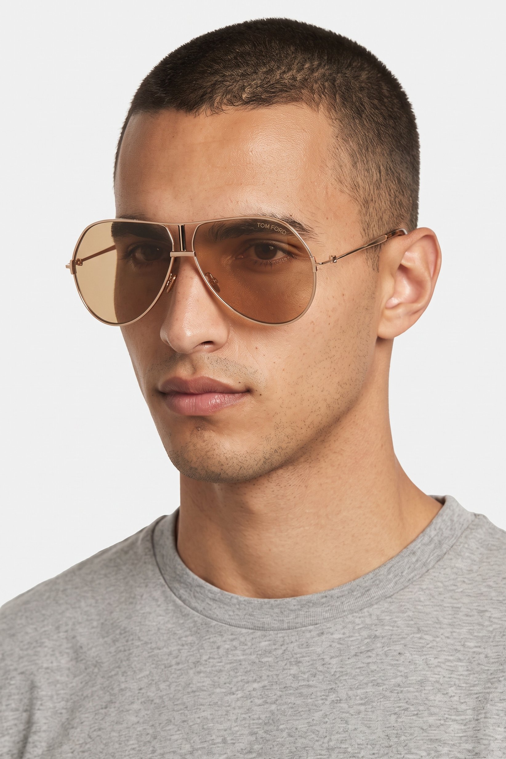 Men FT128130E63 Aviator Sunglasses, Gold