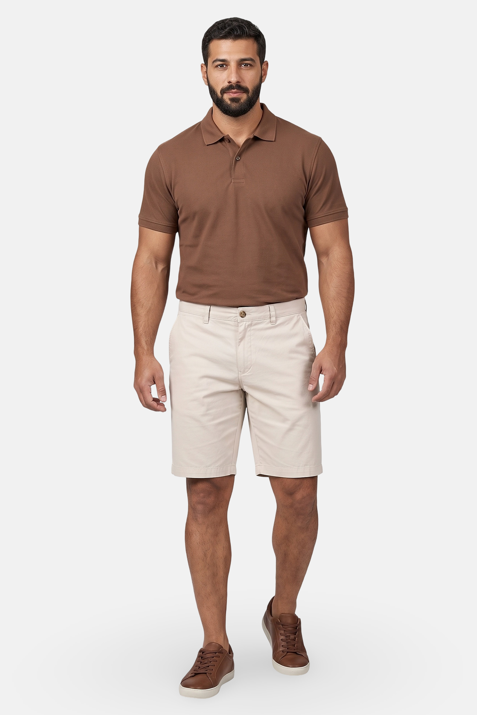 Men Solid Chino Shorts, Beige