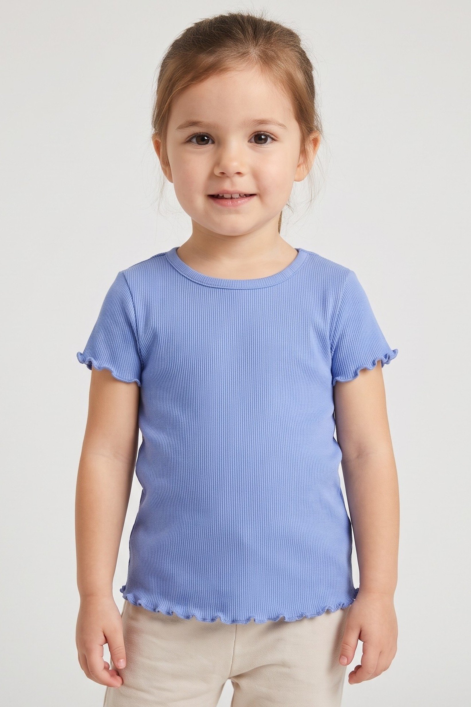 Toddlers Girl Solid Short Sleeve Top,  Blue