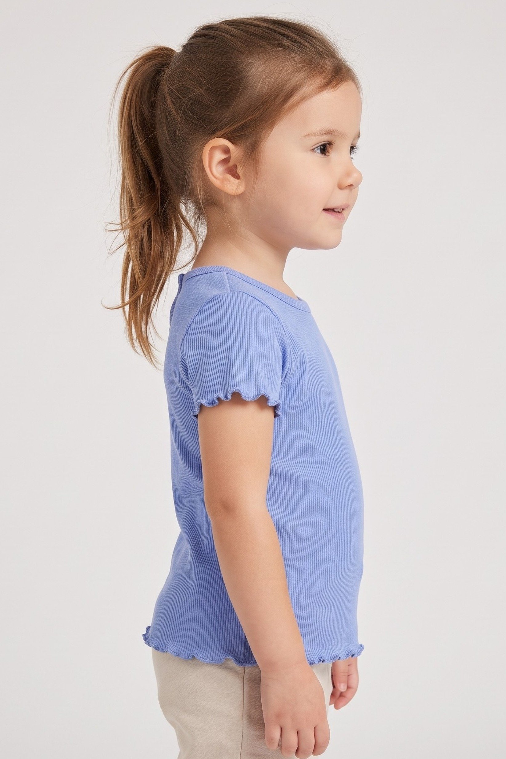 Toddlers Girl Solid Short Sleeve Top,  Blue