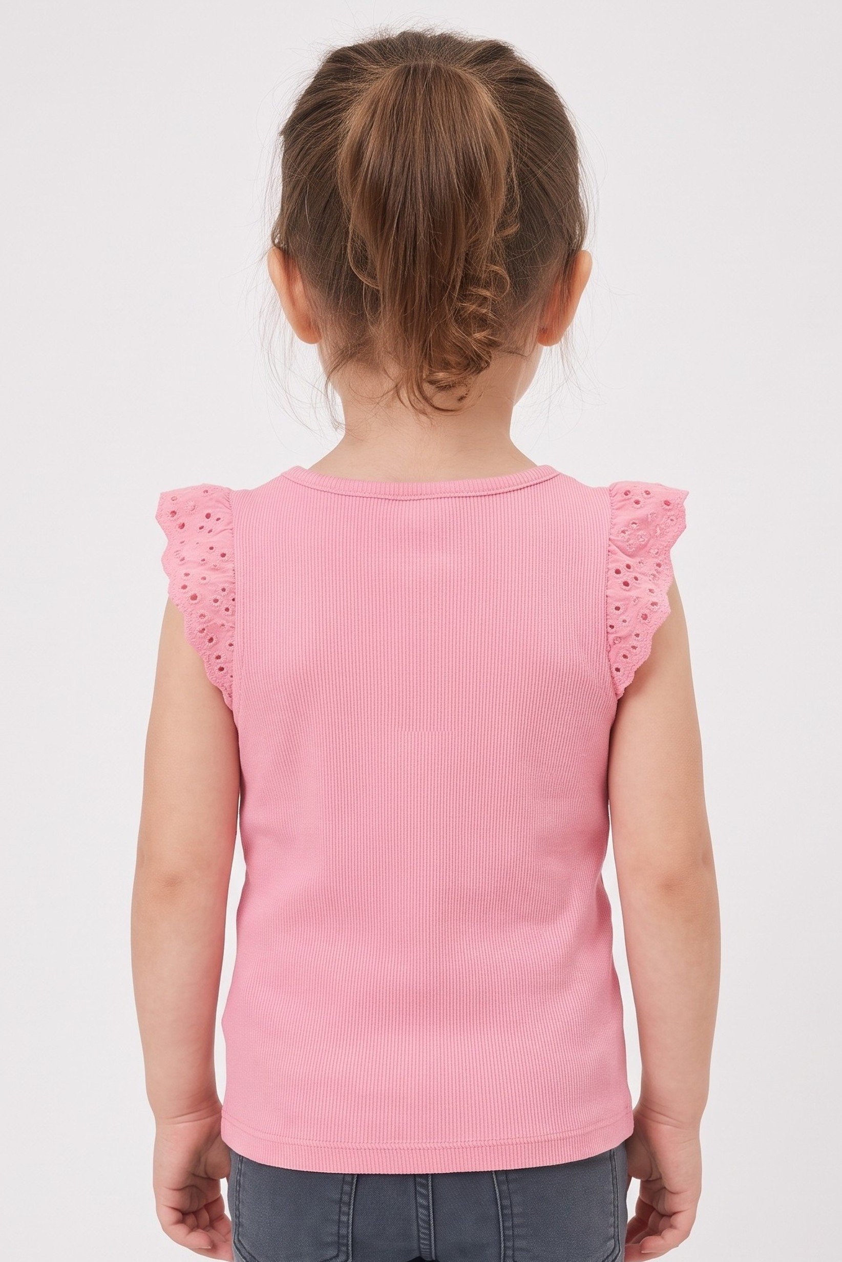 Todders Girl Textured Cap Sleeve Top, Pink