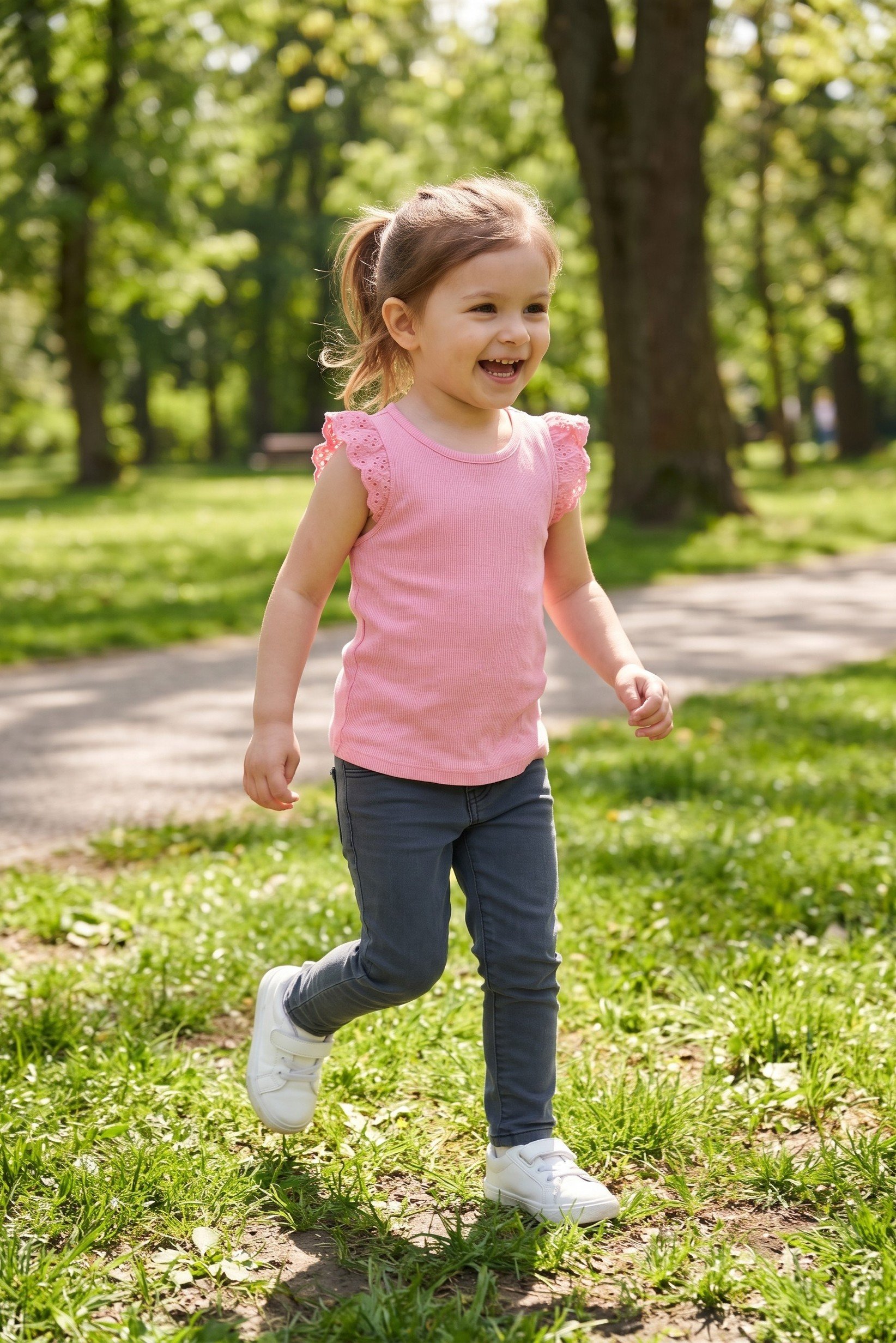 Todders Girl Textured Cap Sleeve Top, Pink