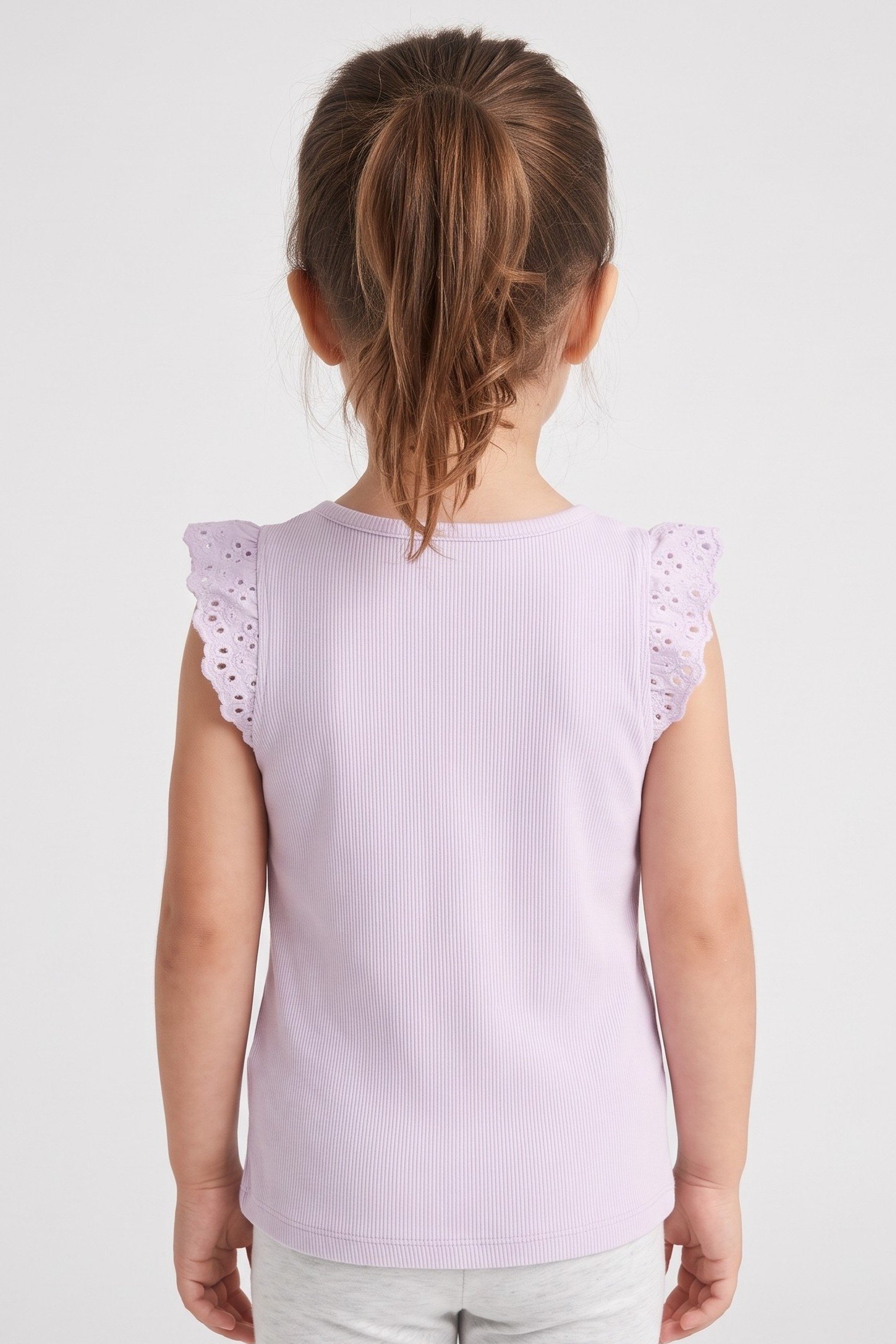 Toddlers Girl Eyelet Short Sleeve Top, Purple