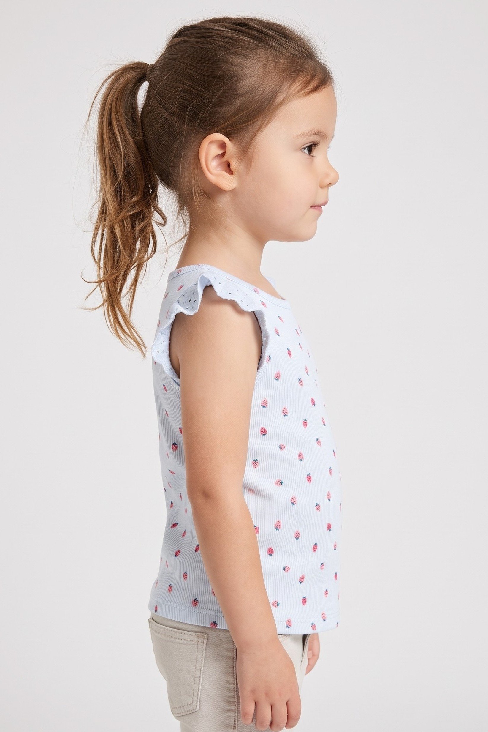 Toddlers Girl Allover Print Ruffle Sleeve Top, Multicolor
