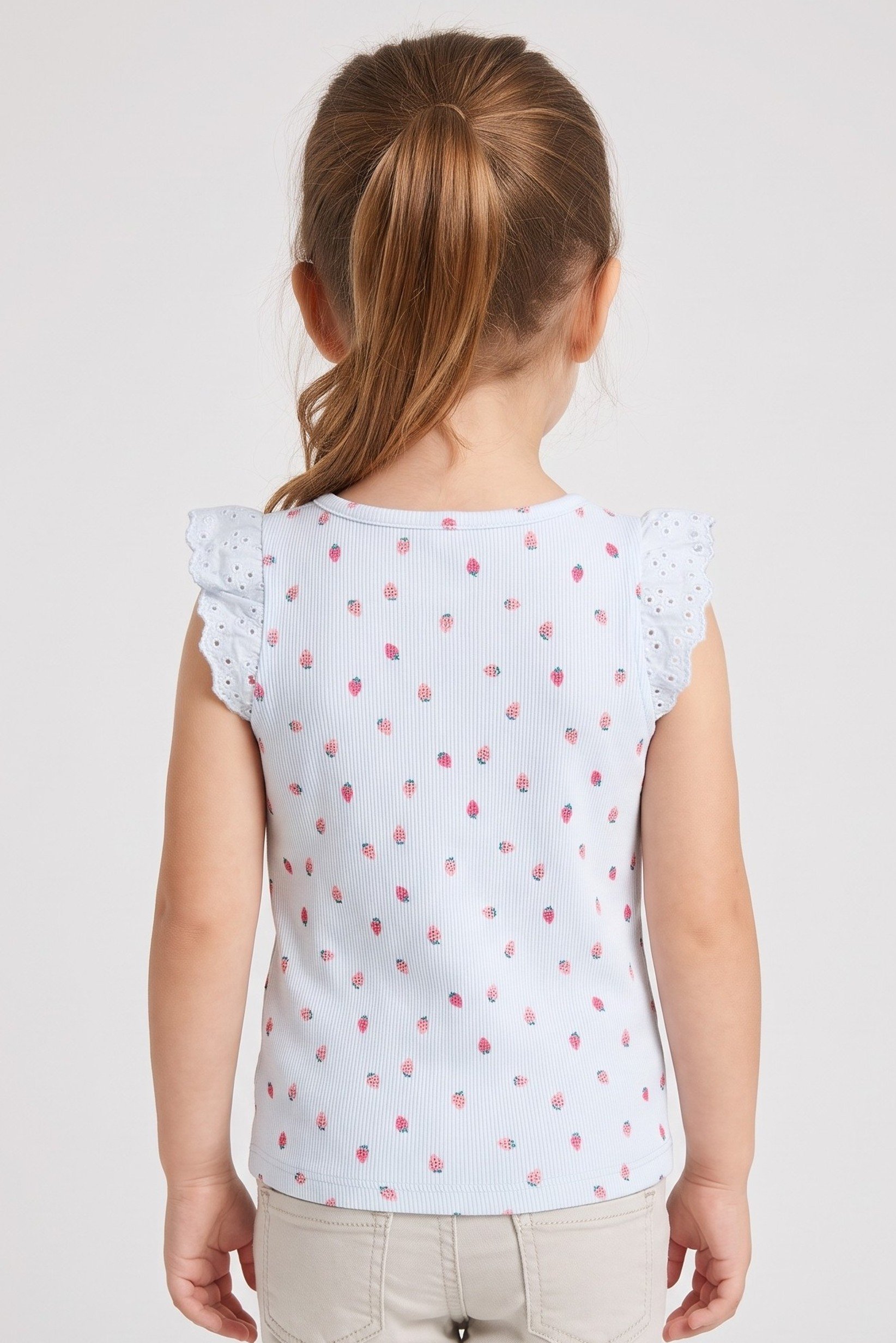 Toddlers Girl Allover Print Ruffle Sleeve Top, Multicolor