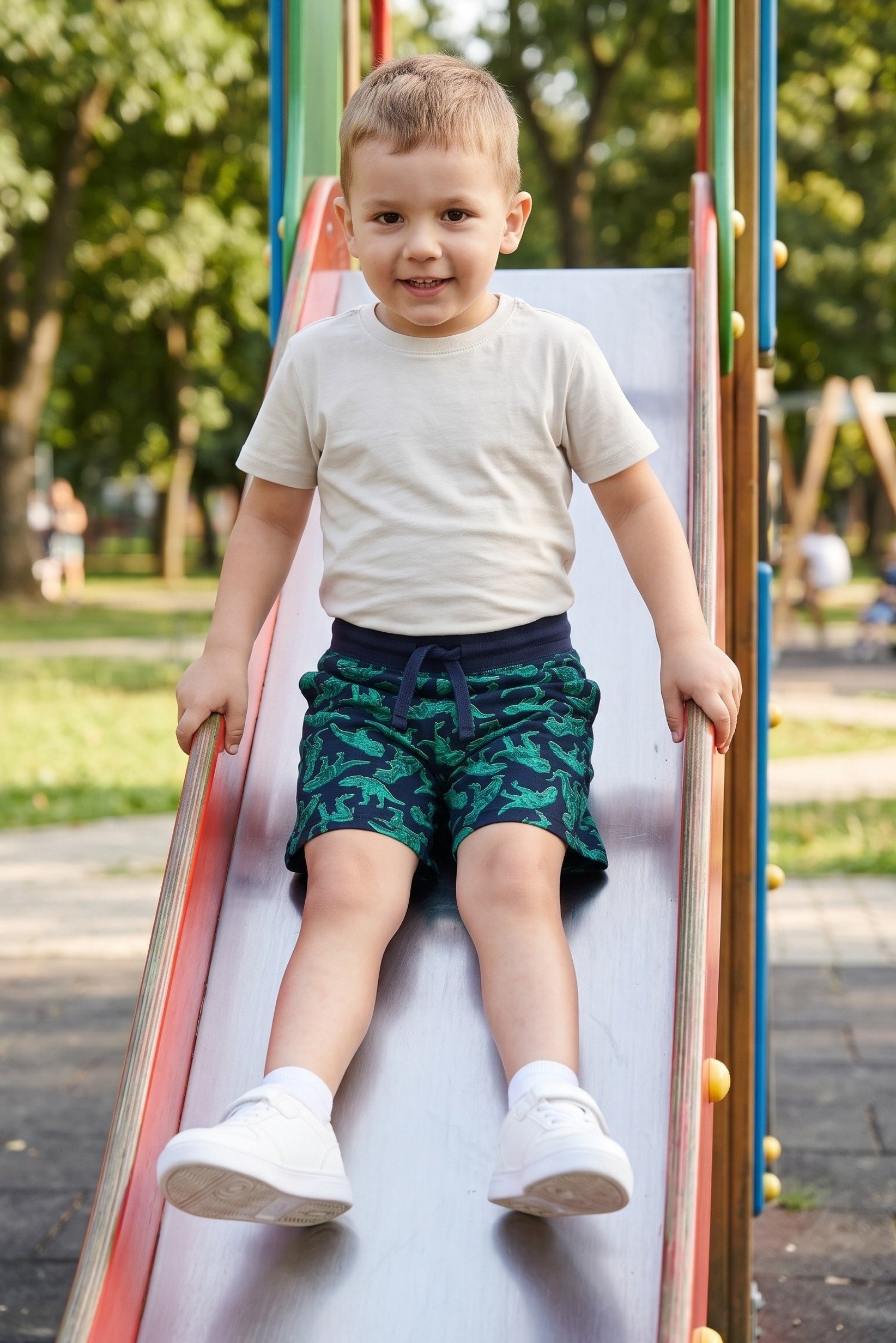 Toddlers Boy Allover Print Basic Shorts, Multicolor