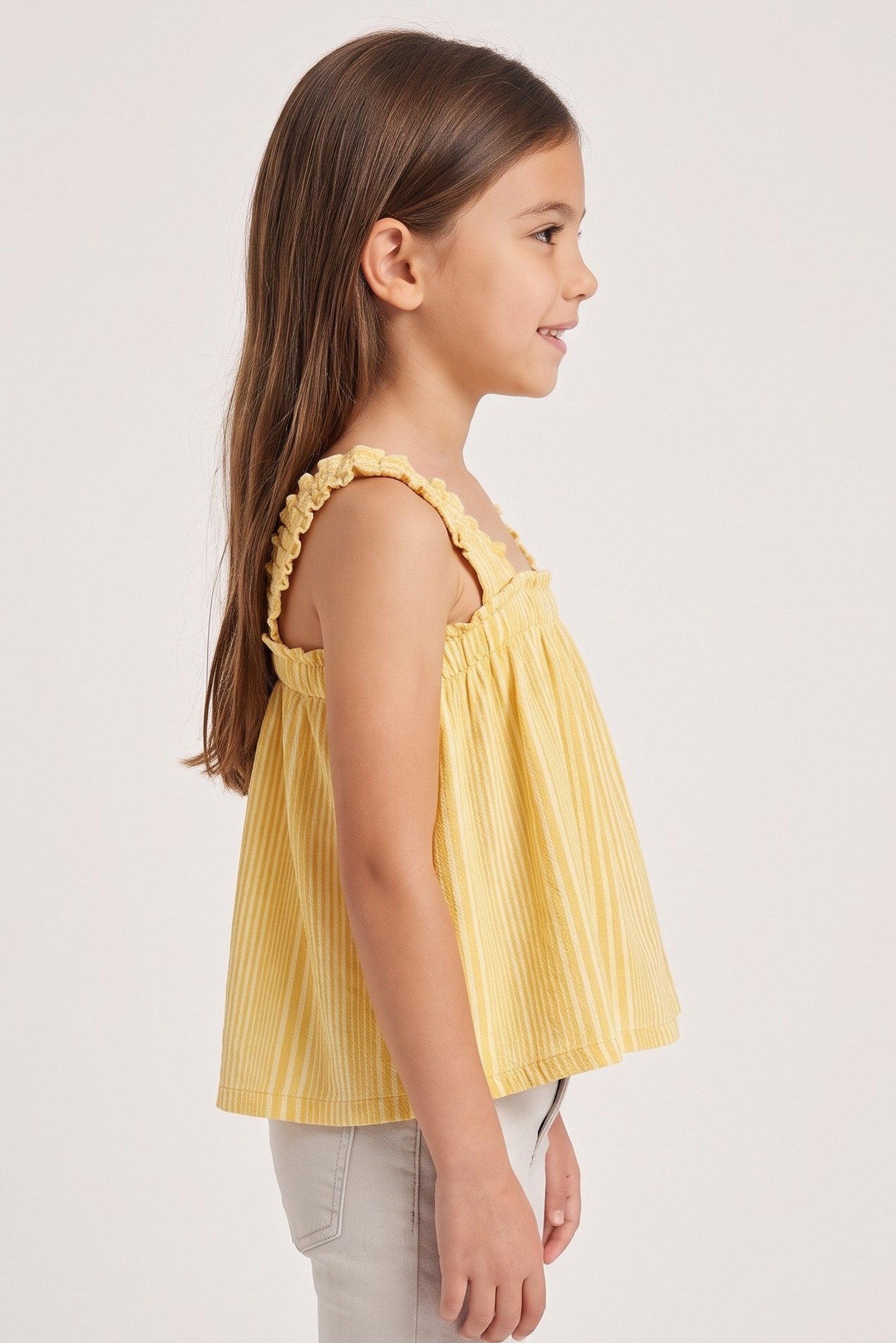 Kids Girl Square Neck Sleeveless Stripe Top, Multicolor