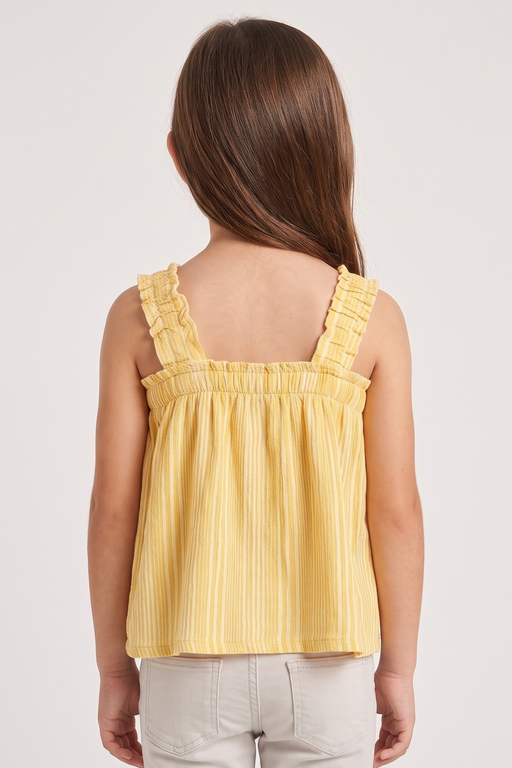 Kids Girl Square Neck Sleeveless Stripe Top, Multicolor