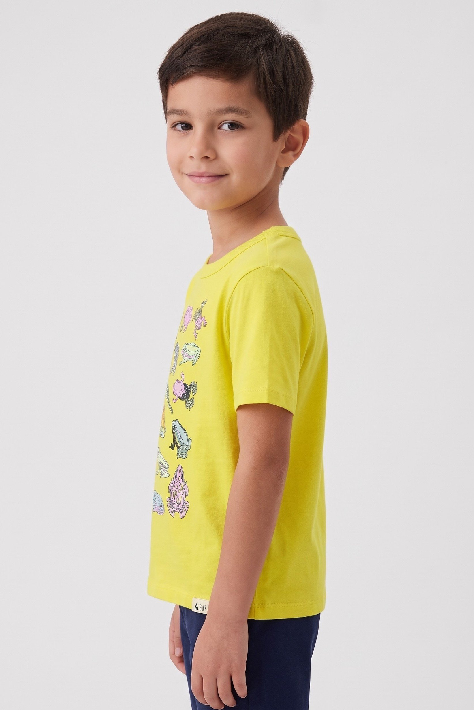 Toddlers Boy Graphic Peinted Short Sleeve Top, Lime Yellow