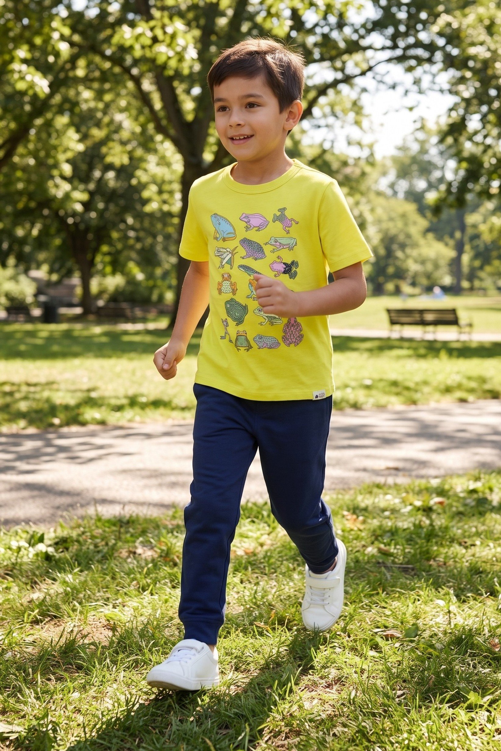 Toddlers Boy Graphic Peinted Short Sleeve Top, Lime Yellow
