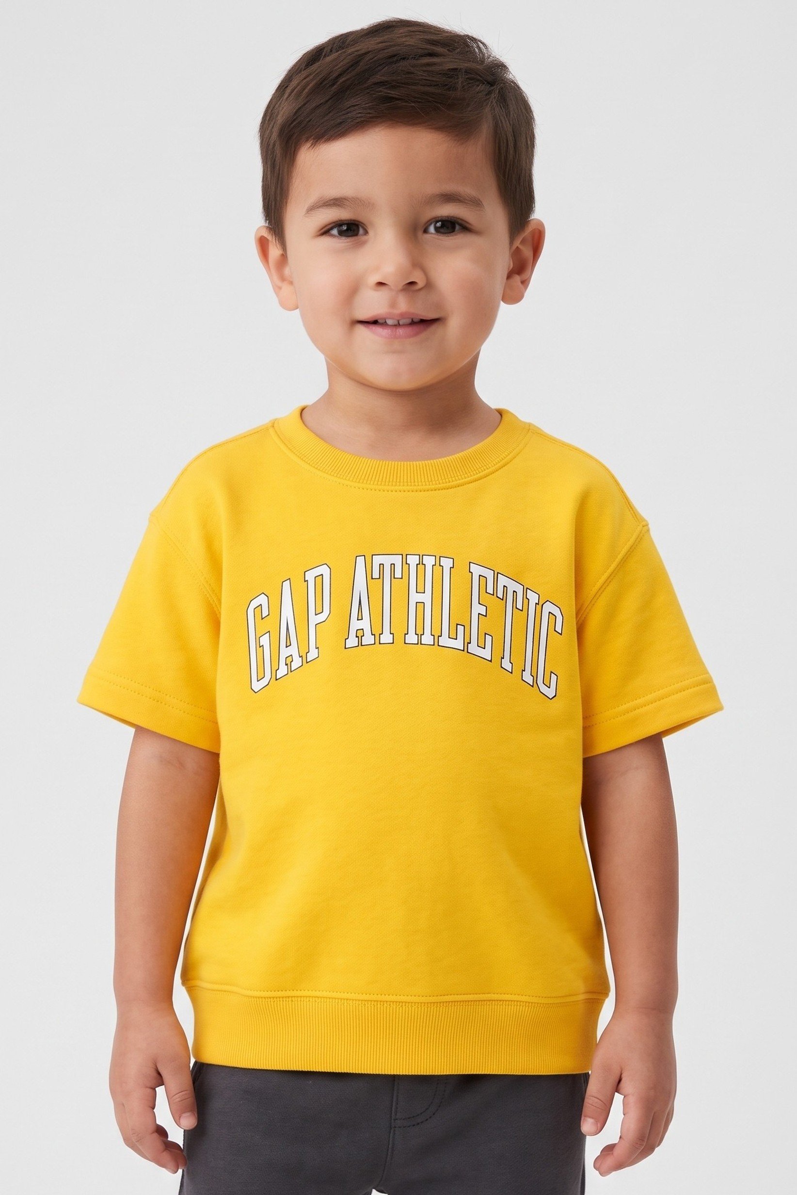 Toddlers Boy Crew Neck Graphic Print Short Sleeve T-Shirt, Mustard