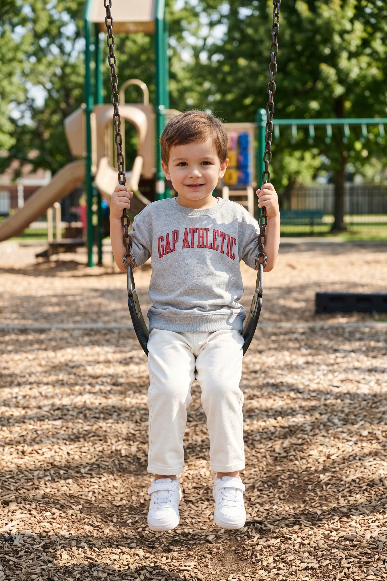 Toddlers Boy Crew Neck Short Sleeve Brand Logo T-Shirt, Grey