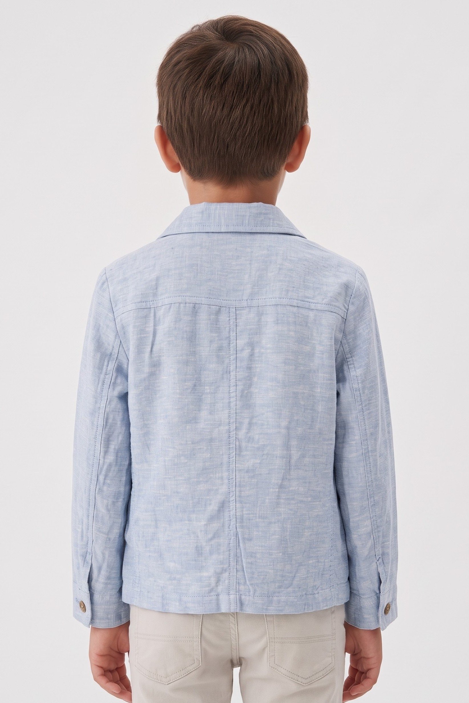 Kids Boy Chambray Jacket Shirt, Light Blue