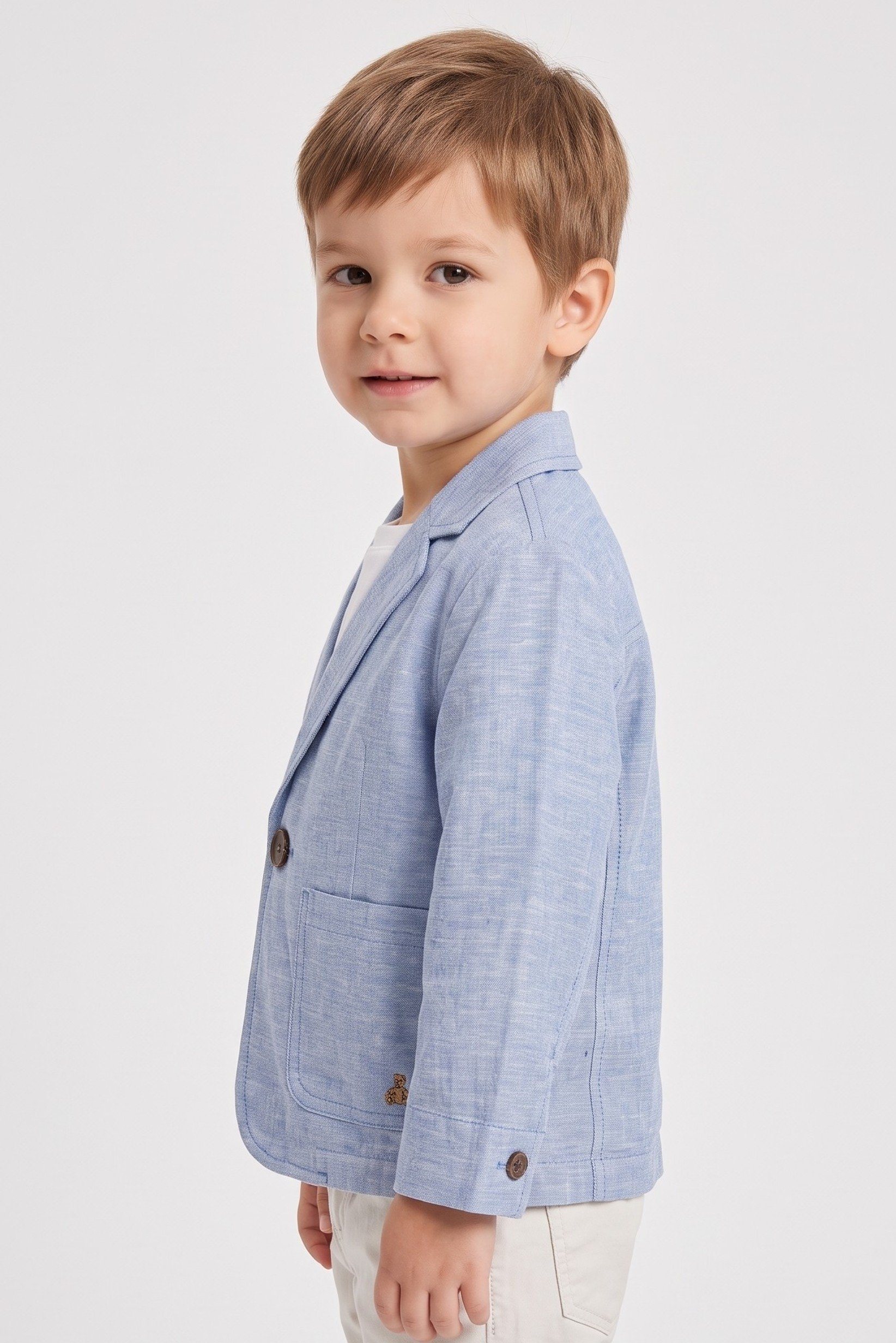 Toddlers Boy Chambray Blazer, Light Blue