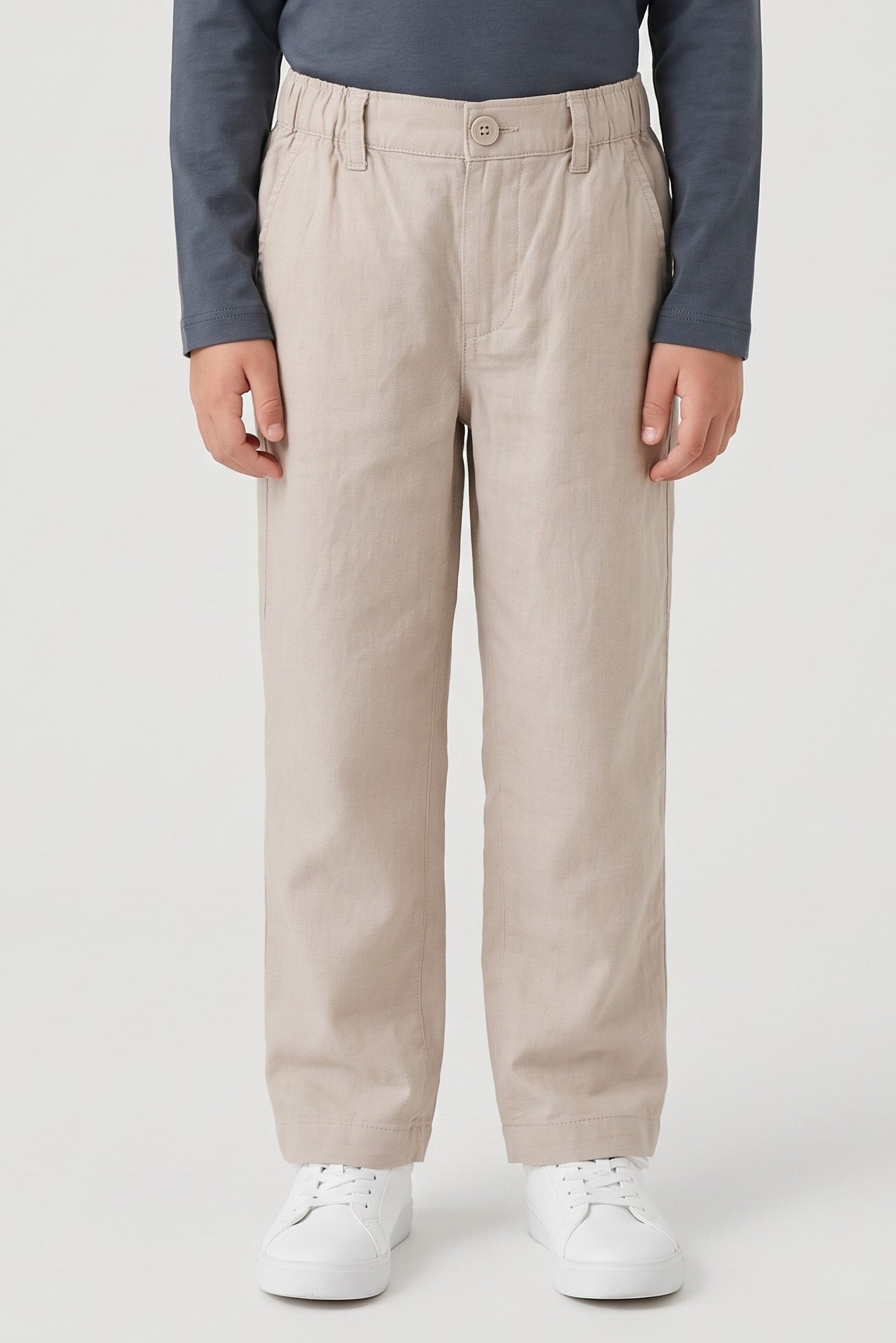 Kids Boy Chambray Pants, Beige
