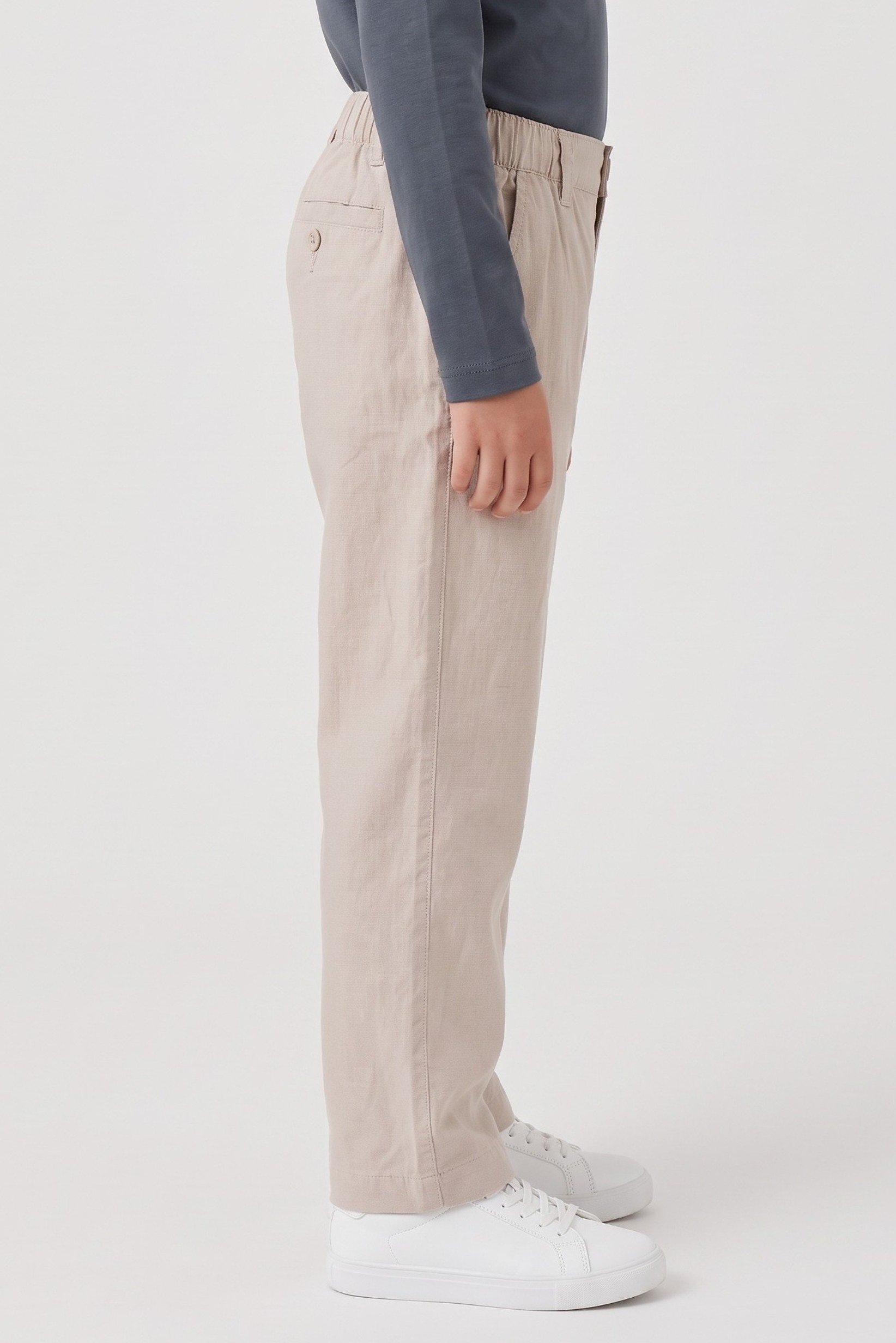 Kids Boy Chambray Pants, Beige