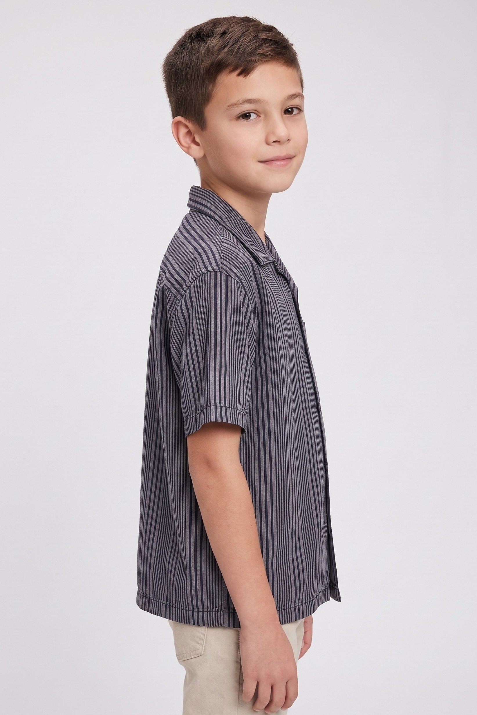 Kids Boy Short Sleeve Stripe Shirt, Multicolor
