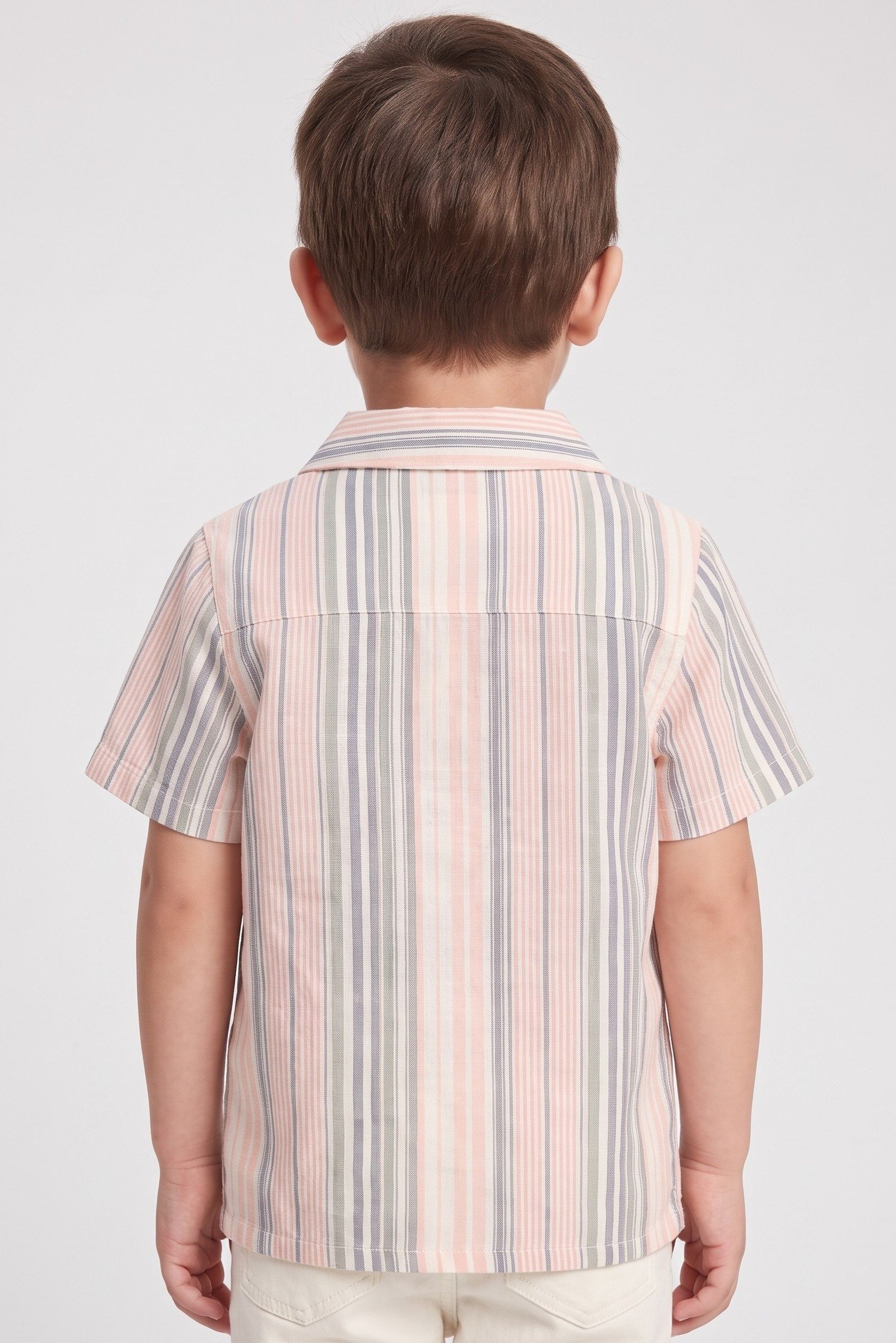 Toddlers Boy Stripe Short Sleeve Shirt, Multicolor
