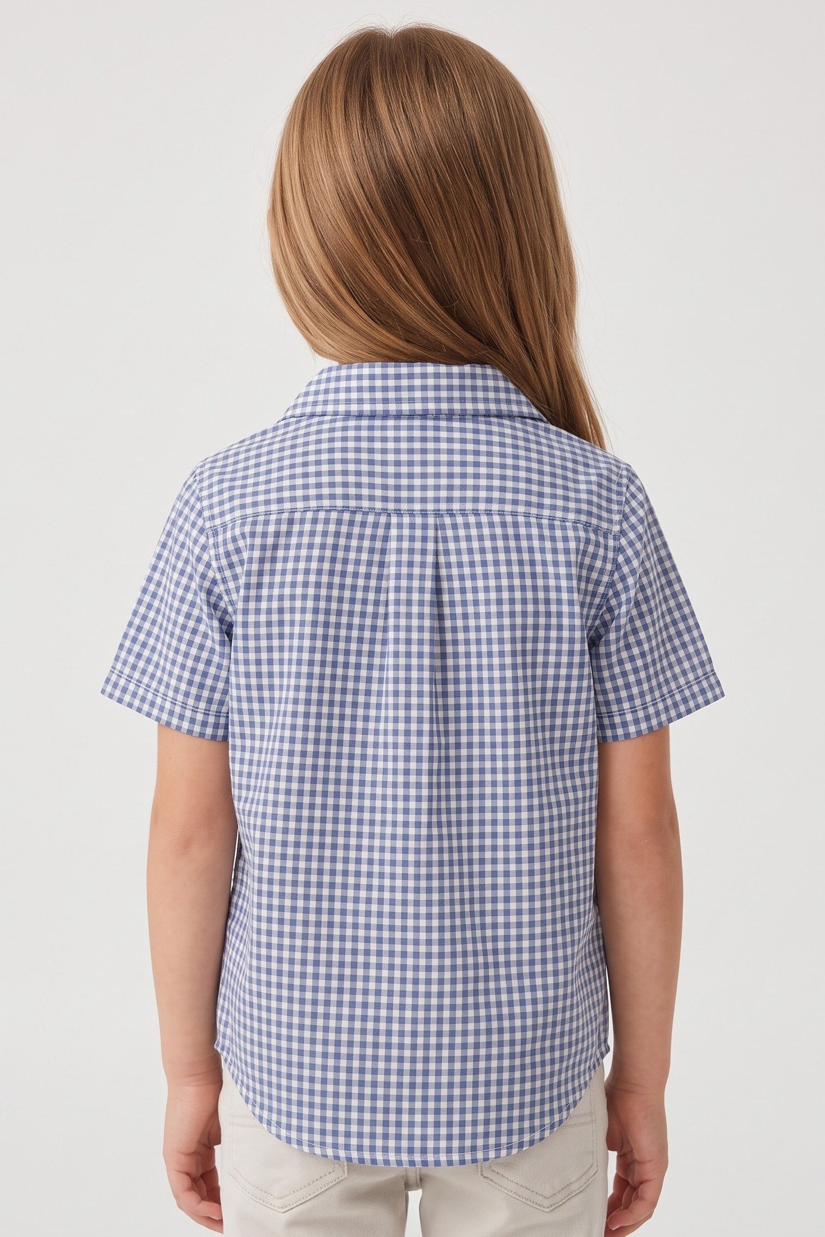 Toddlers Girl Checkered Short Sleeve Shirt, Multicolor