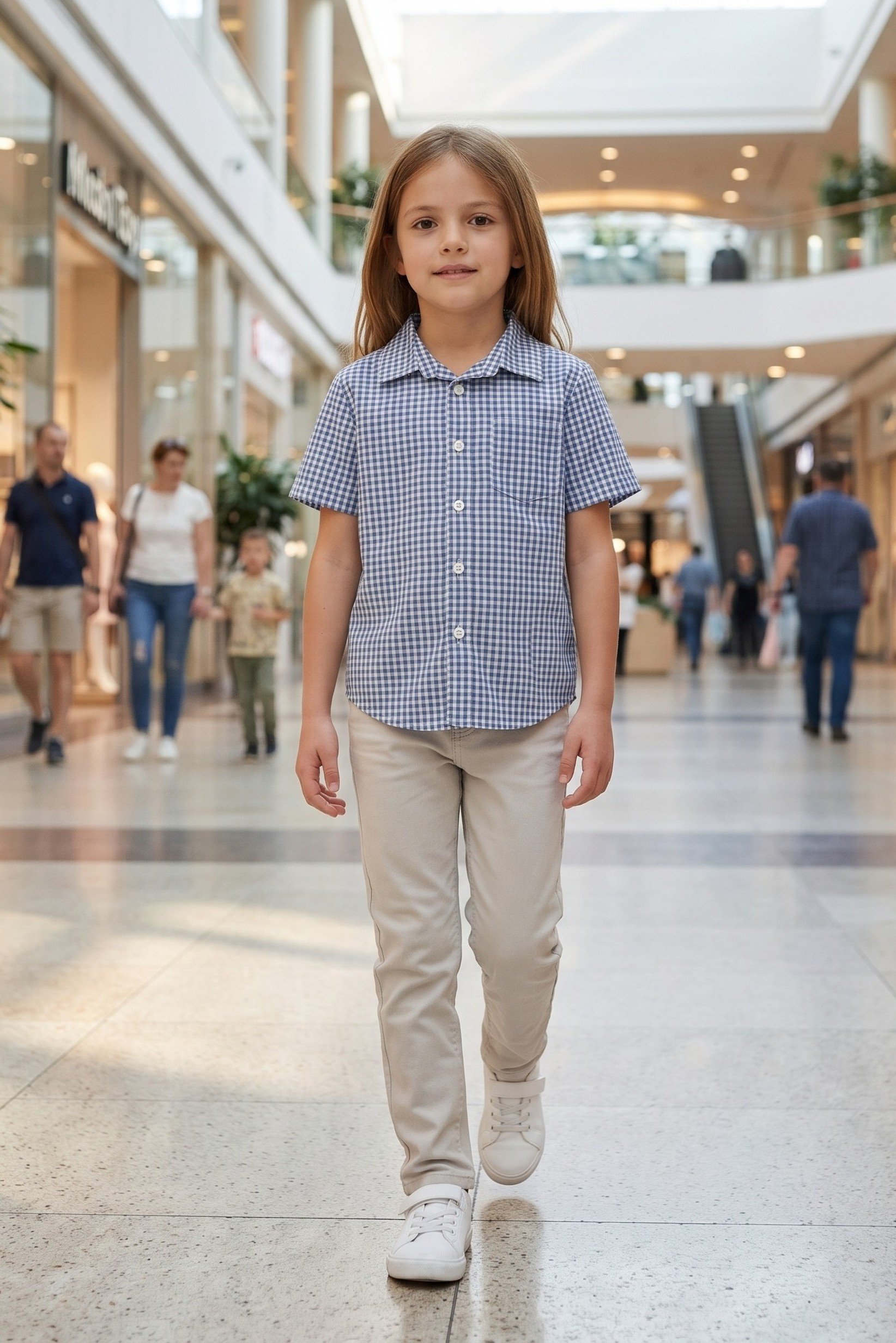 Toddlers Girl Checkered Short Sleeve Shirt, Multicolor