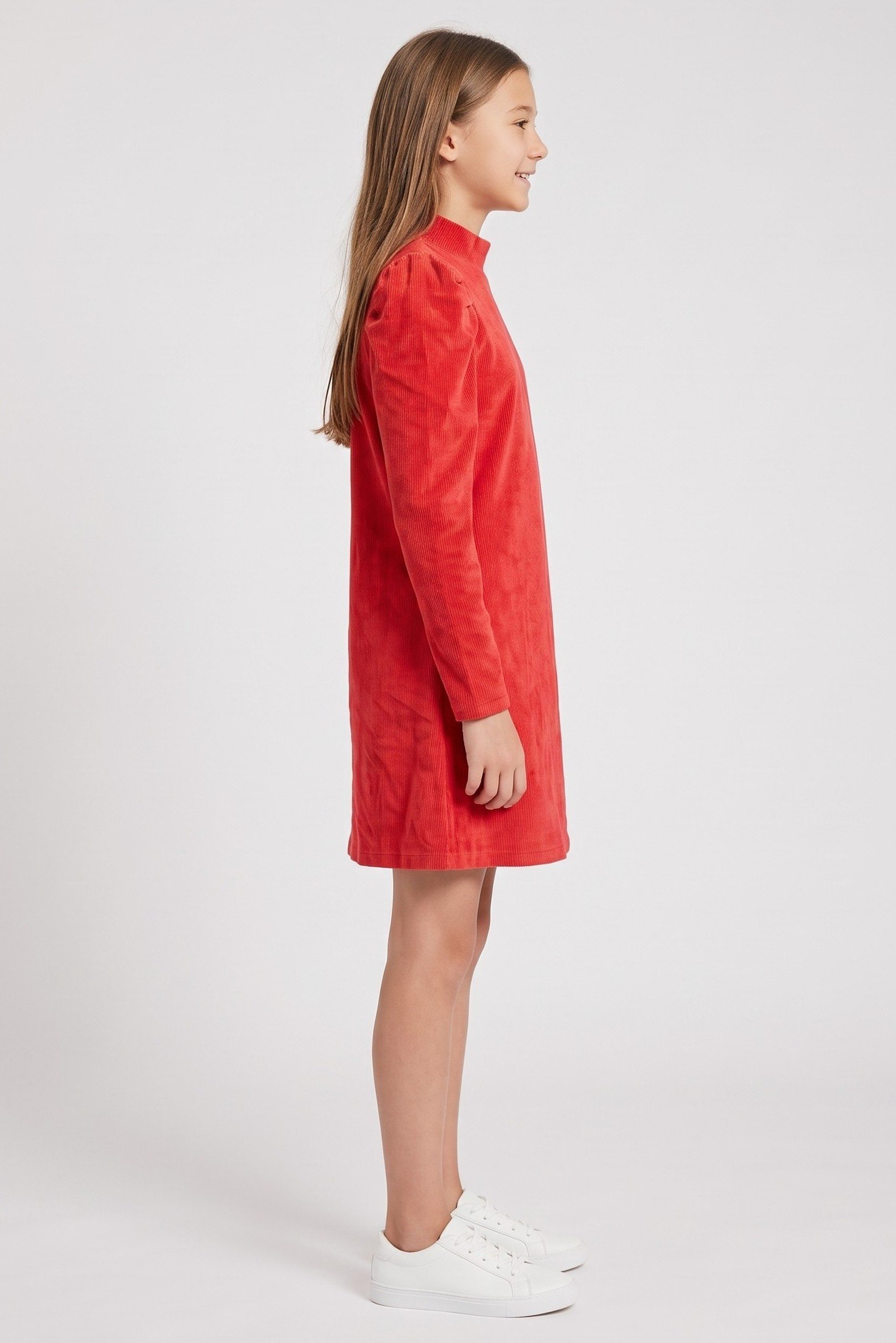 Kids Girl Ribbed Corduroy Dress, Red