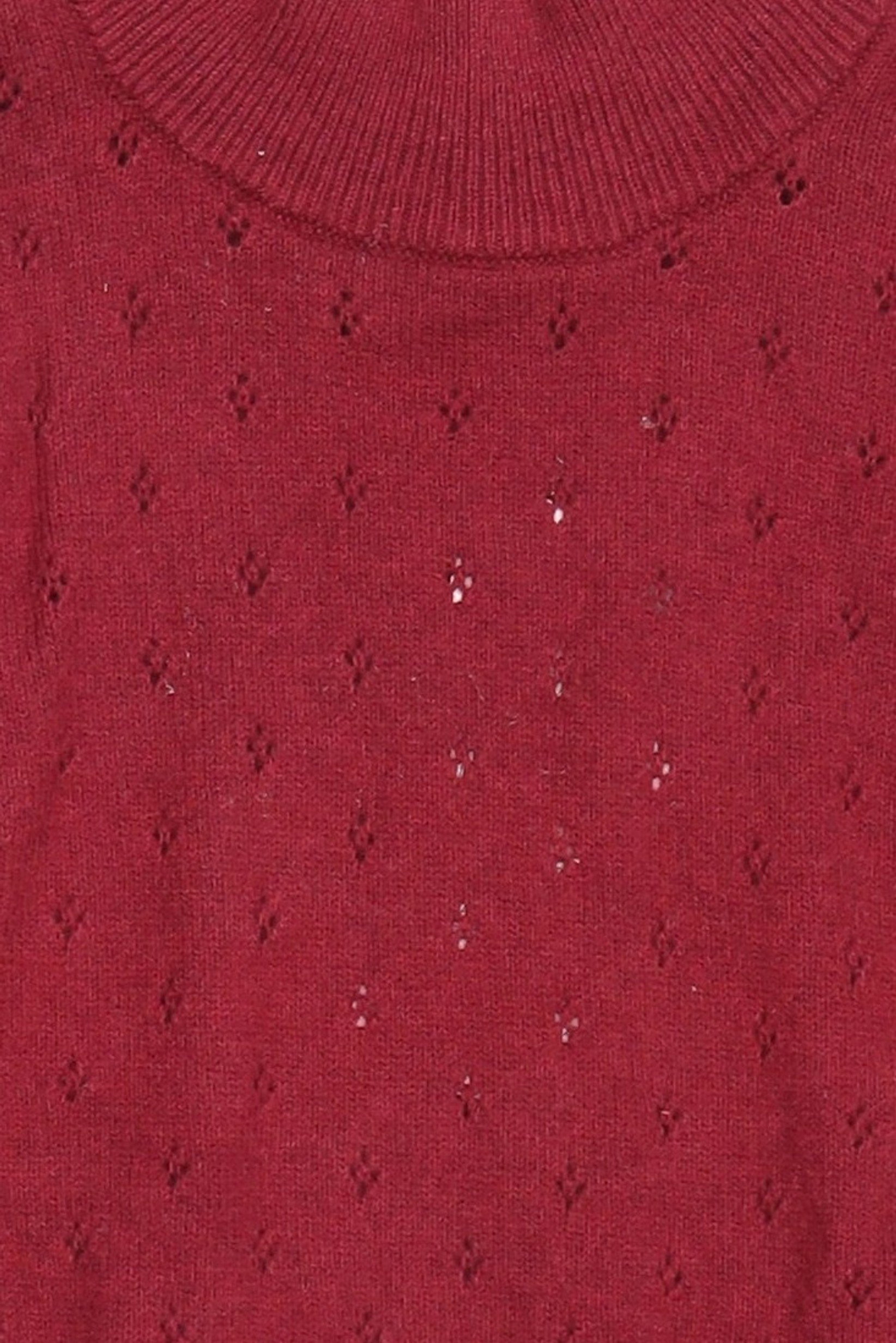 Toddlers Girl Textured Long Sweater, Dark Red