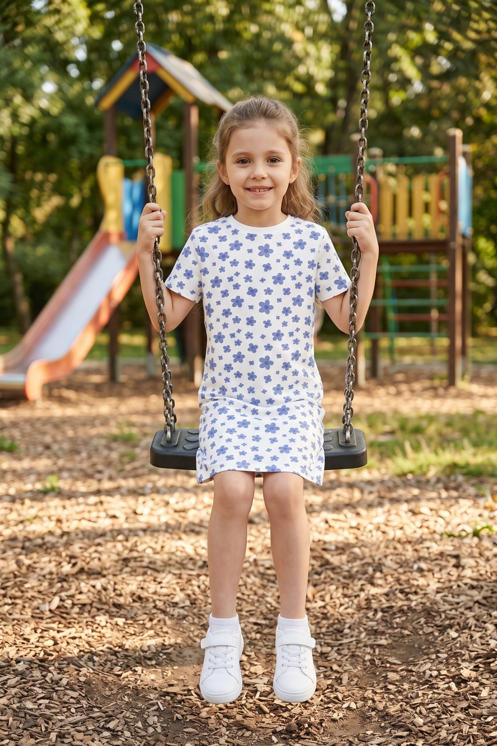 Kids Girl Floral Print Dress, Multicolor